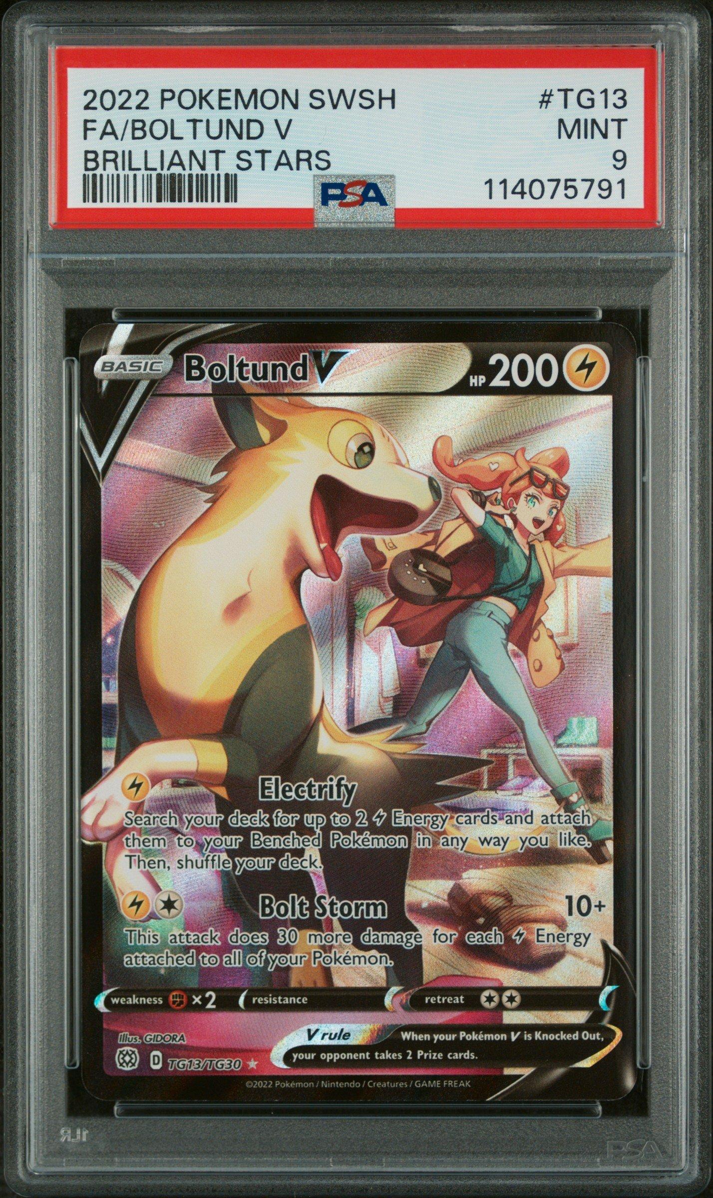 2022 Pokemon Sword & Shield Brilliant Stars Tg13 Full Art/boltund V PSA 9