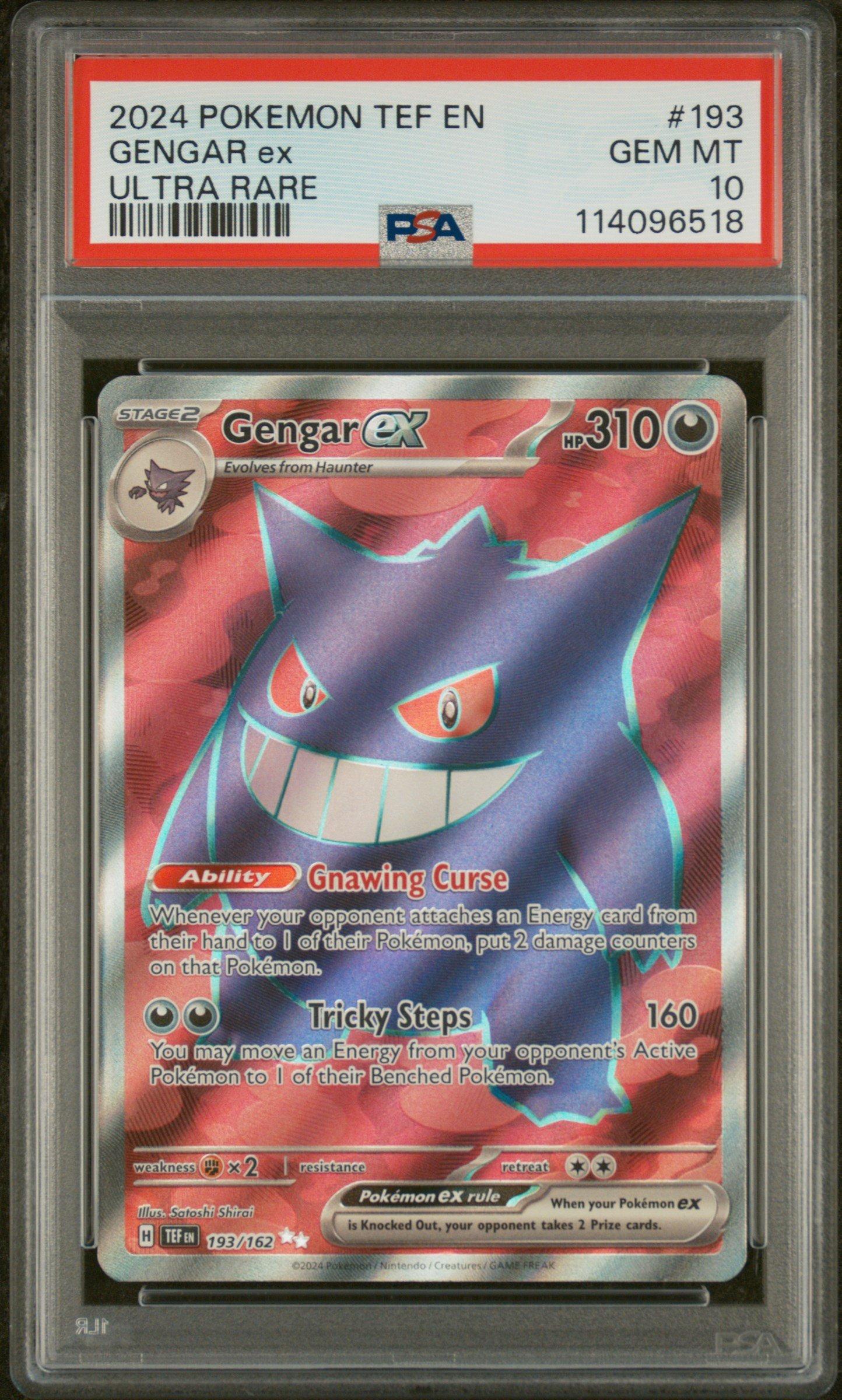 2024 Pokemon Tef En-temporal Forces 193 Gengar Ex Ultra Rare PSA