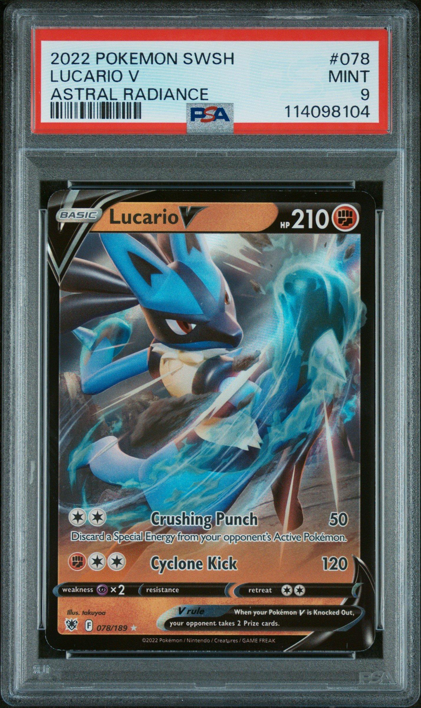2022 Pokemon Sword & Shield Astral Radiance 078 Lucario V PSA 9