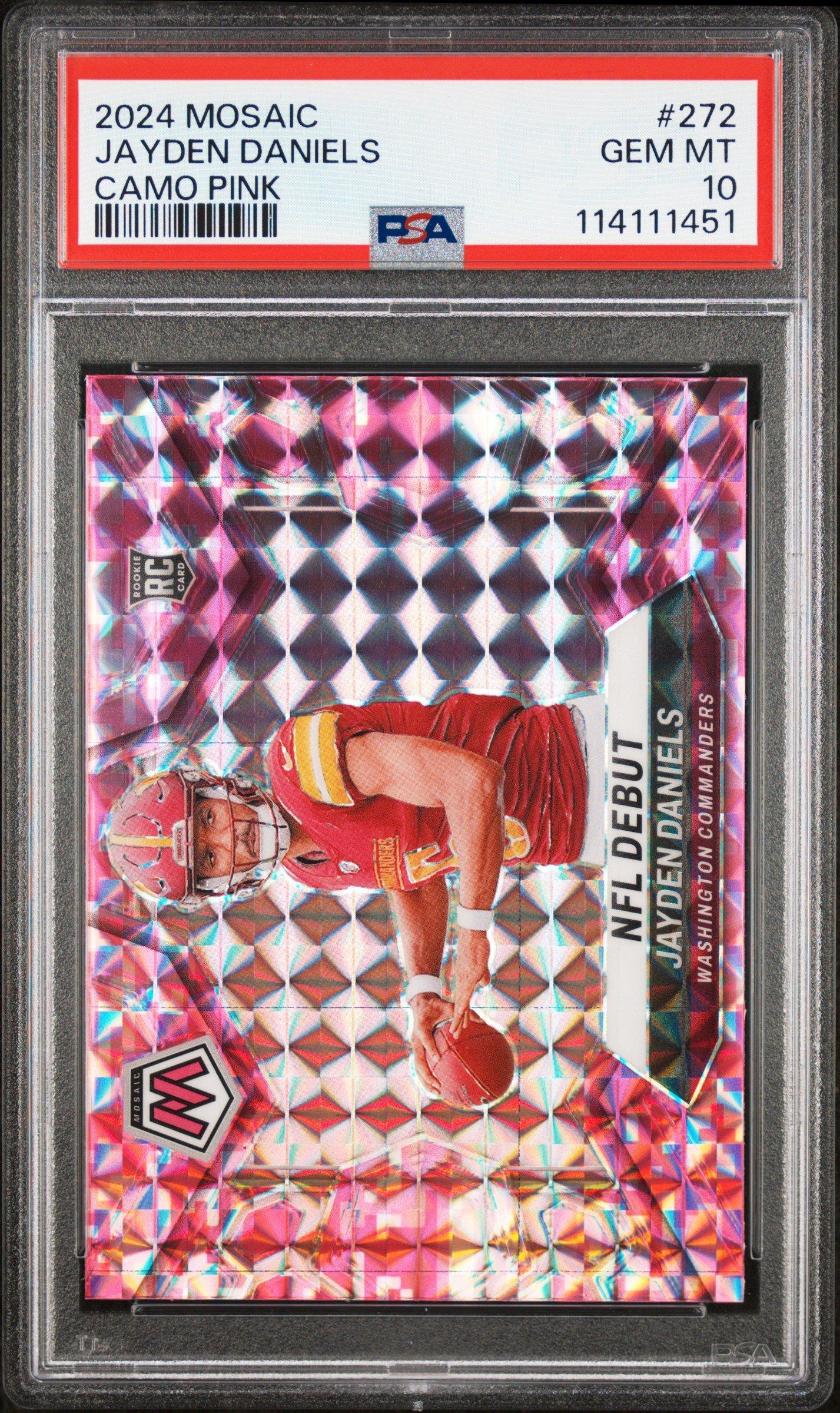2024 Panini Mosaic 272 Jayden Daniels Camo Pink PSA 10
