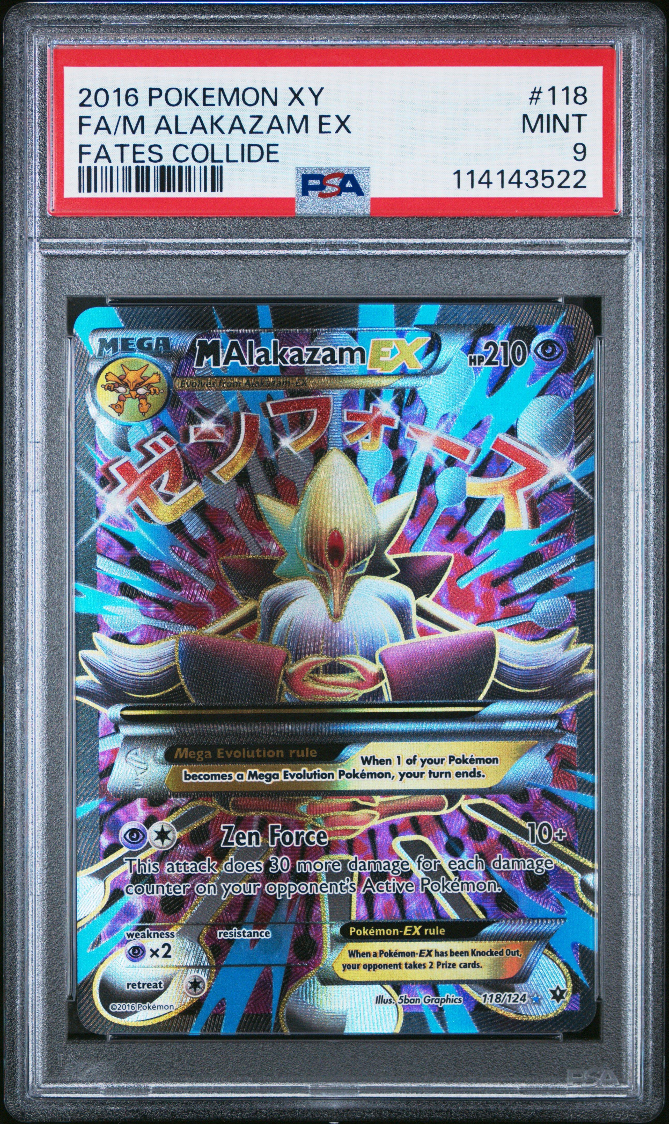 2016 Pokemon Xy Fates Collide 118 Full Art/m Alakazam Ex PSA 9