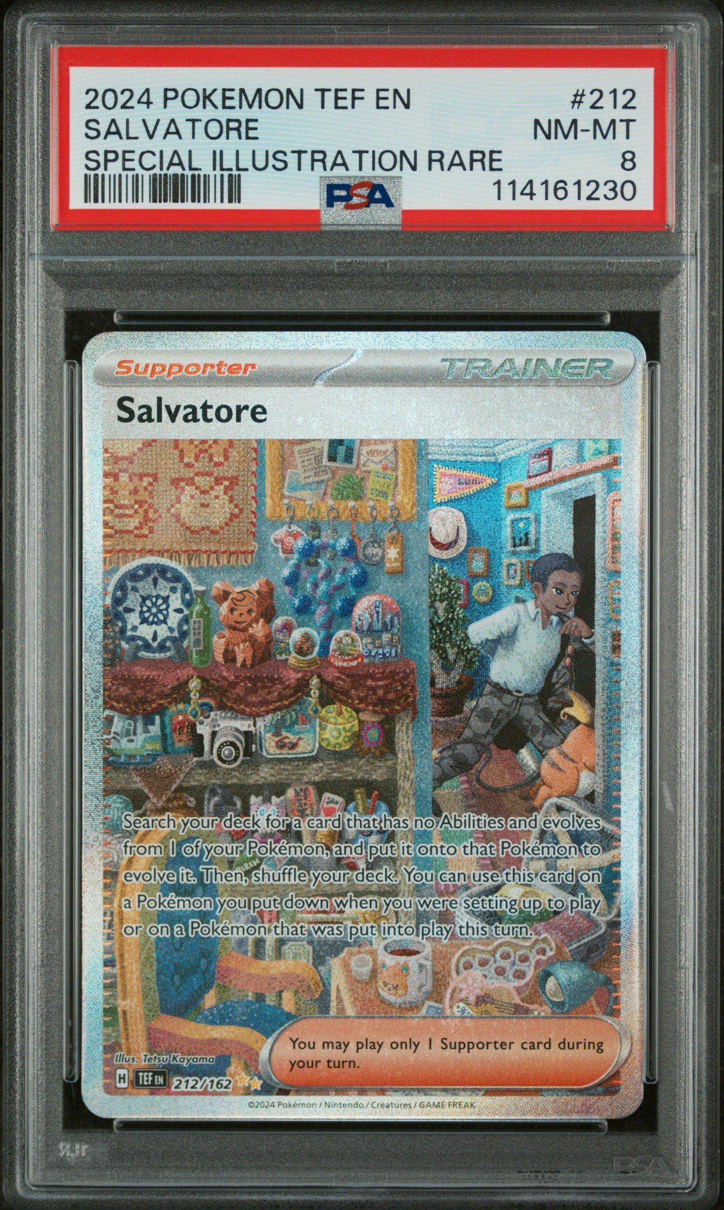 2024 Pokemon Tef En-temporal Forces 212 Salvatore Special Illustration Rare PSA 8