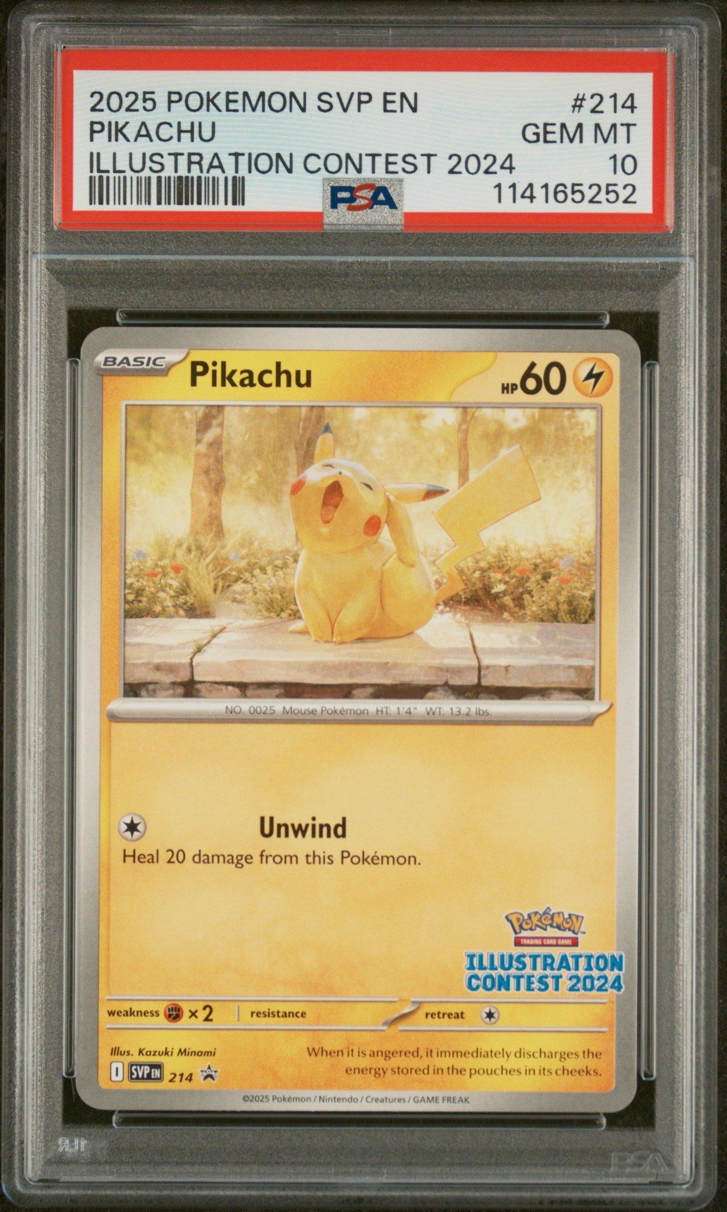 2025 Pokemon Svp En-sv Black Star Promo 214 Pikachu Illustration Contest 2024 PSA