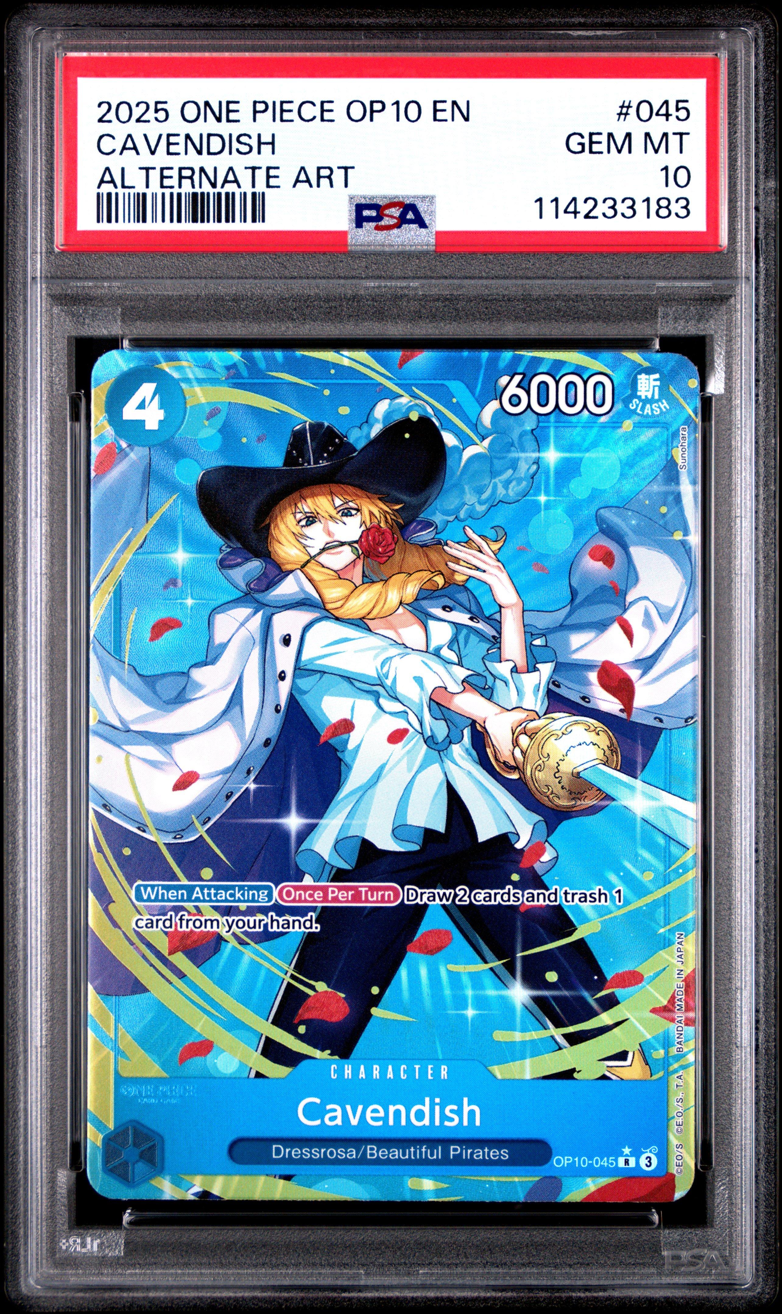 キャベンディッシュ SP OP10-045 psa10 2025 One Piece Op10-royal Blood 045 Cavendish Alternate Art PSA 10