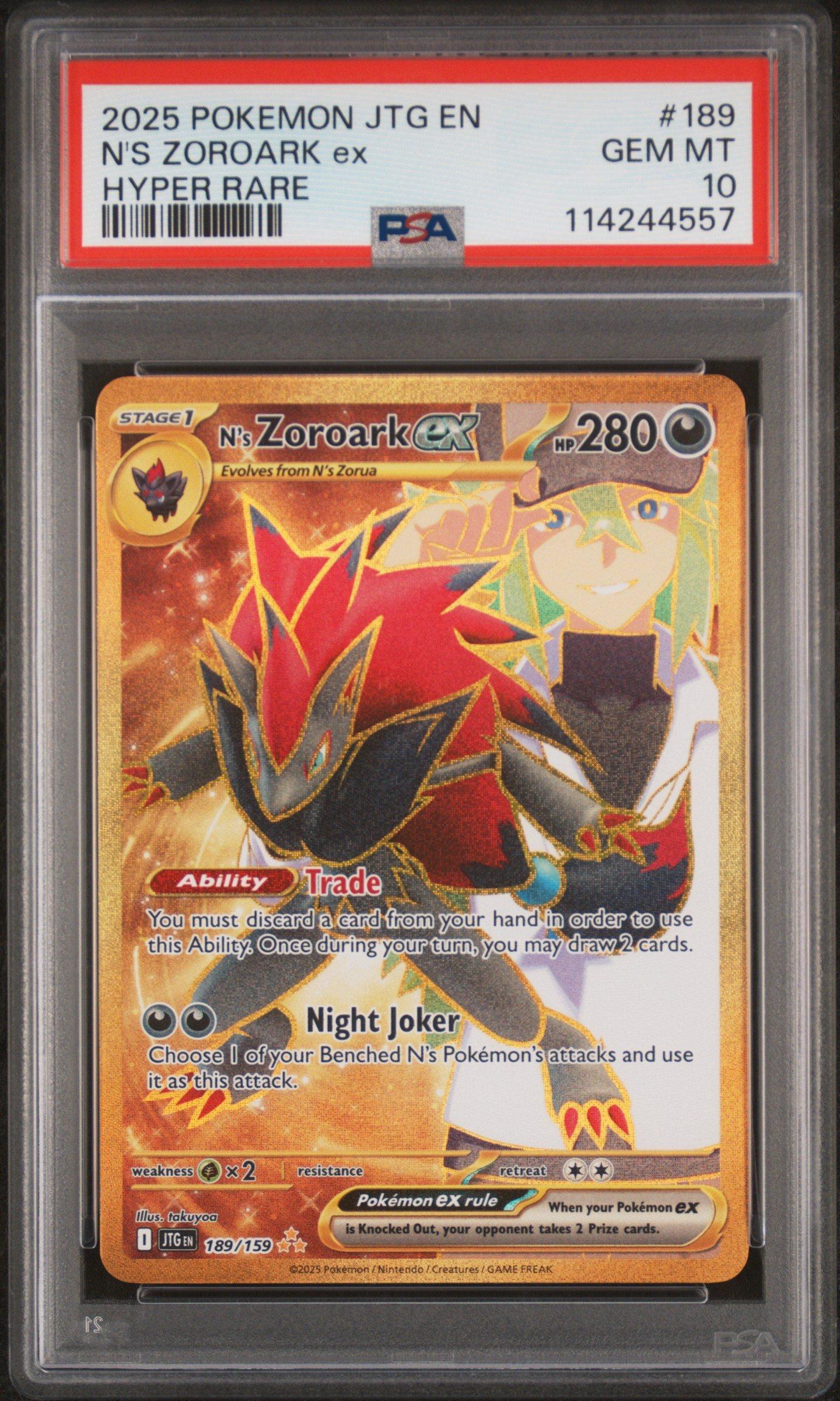 2025 Pokemon Jtg En-journey Together 189 N's Zoroark Ex Hyper Rare PSA