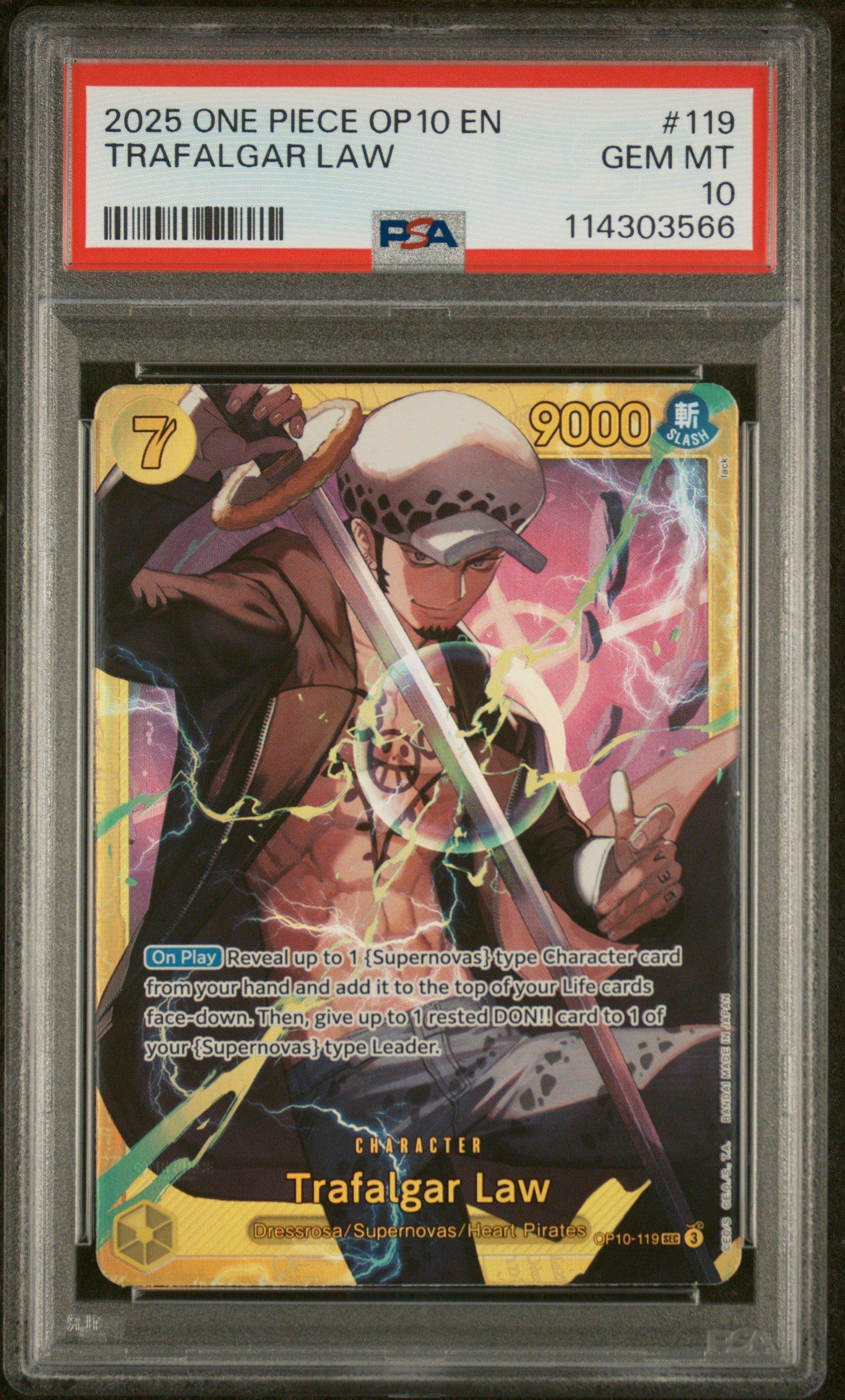 2025 One Piece Op10-royal Blood 119 Trafalgar Law PSA 10 Graded