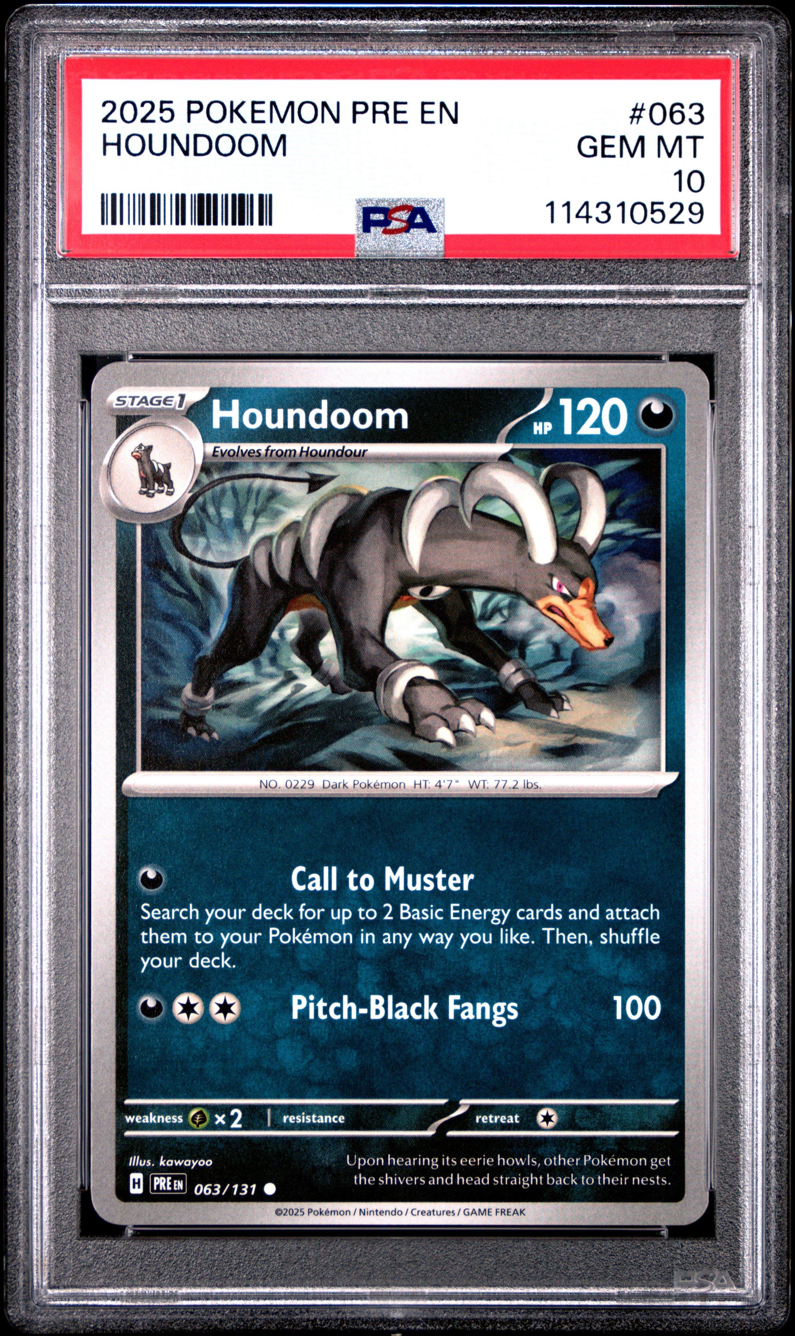 houndoom pokemon card 2025 Pokemon Pre En-prismatic Evolutions 063 Houndoom PSA 10 Graded Card