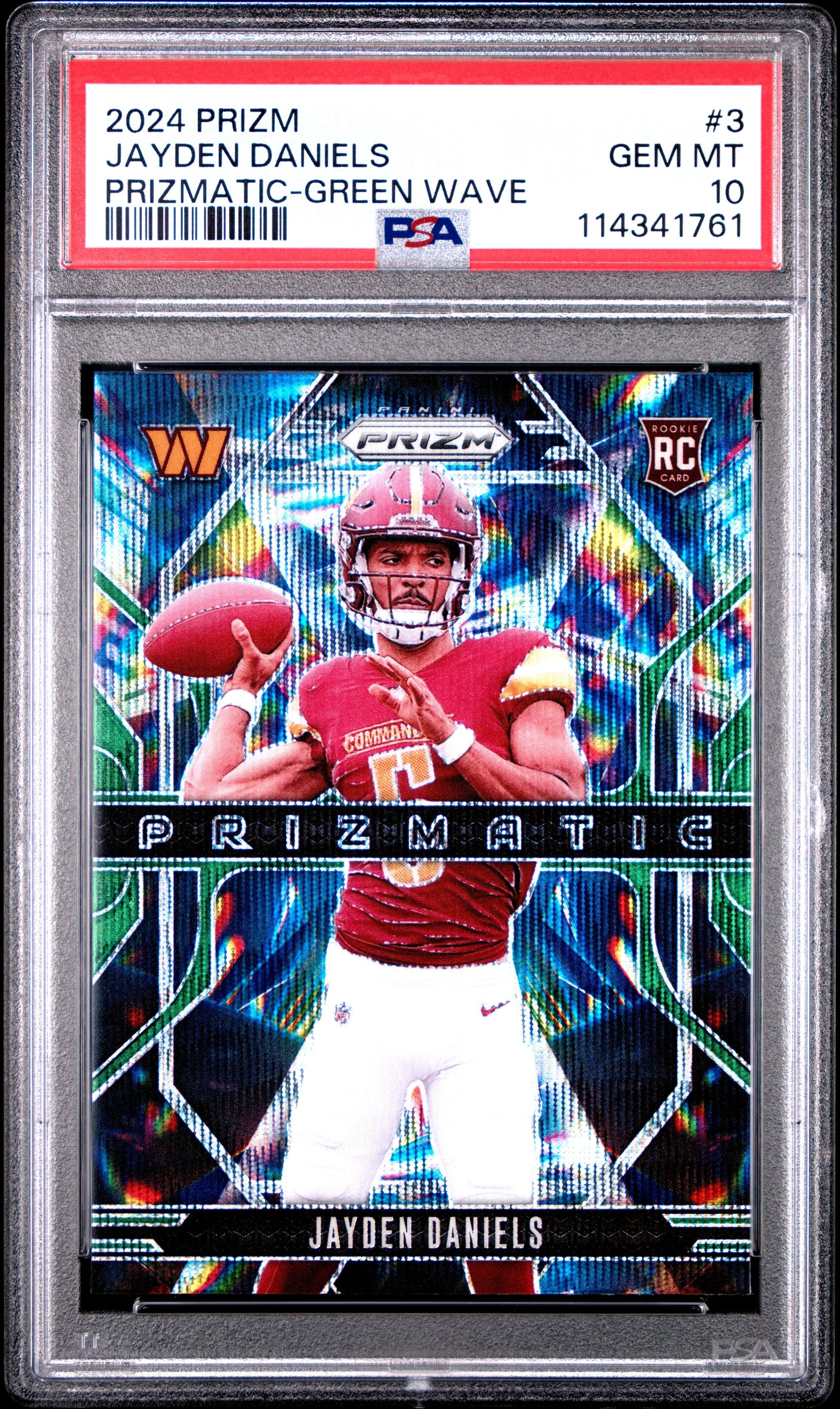 2024 Panini Prizm Prizmatic 3 Jayden Daniels Green Wave PSA
