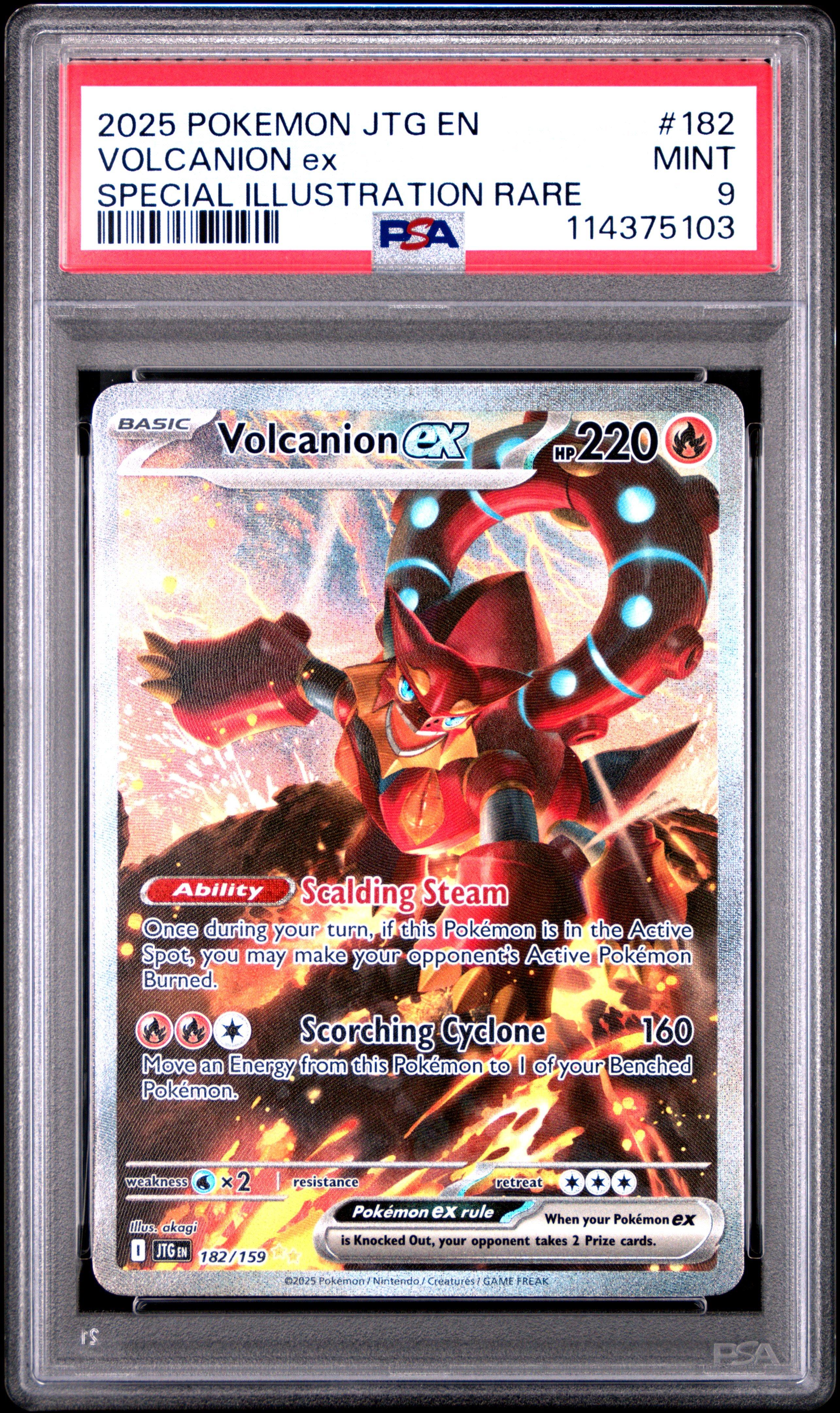 2025 Pokemon Jtg En-Journey Together 182 Volcanion Ex Special Illustration Rare PSA 9