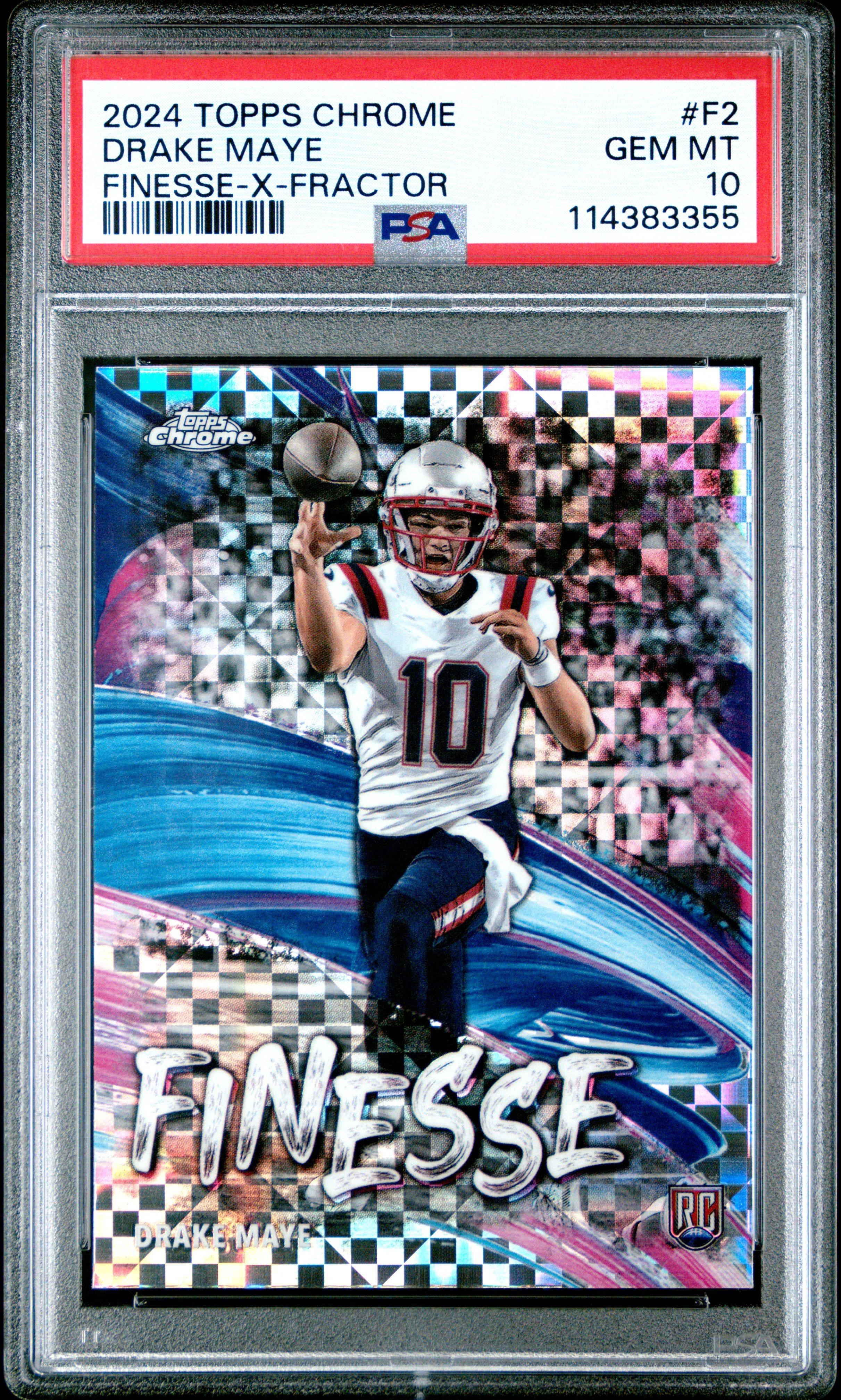 2024 Topps Chrome Finesse F2 Drake Maye X-fractor PSA 10