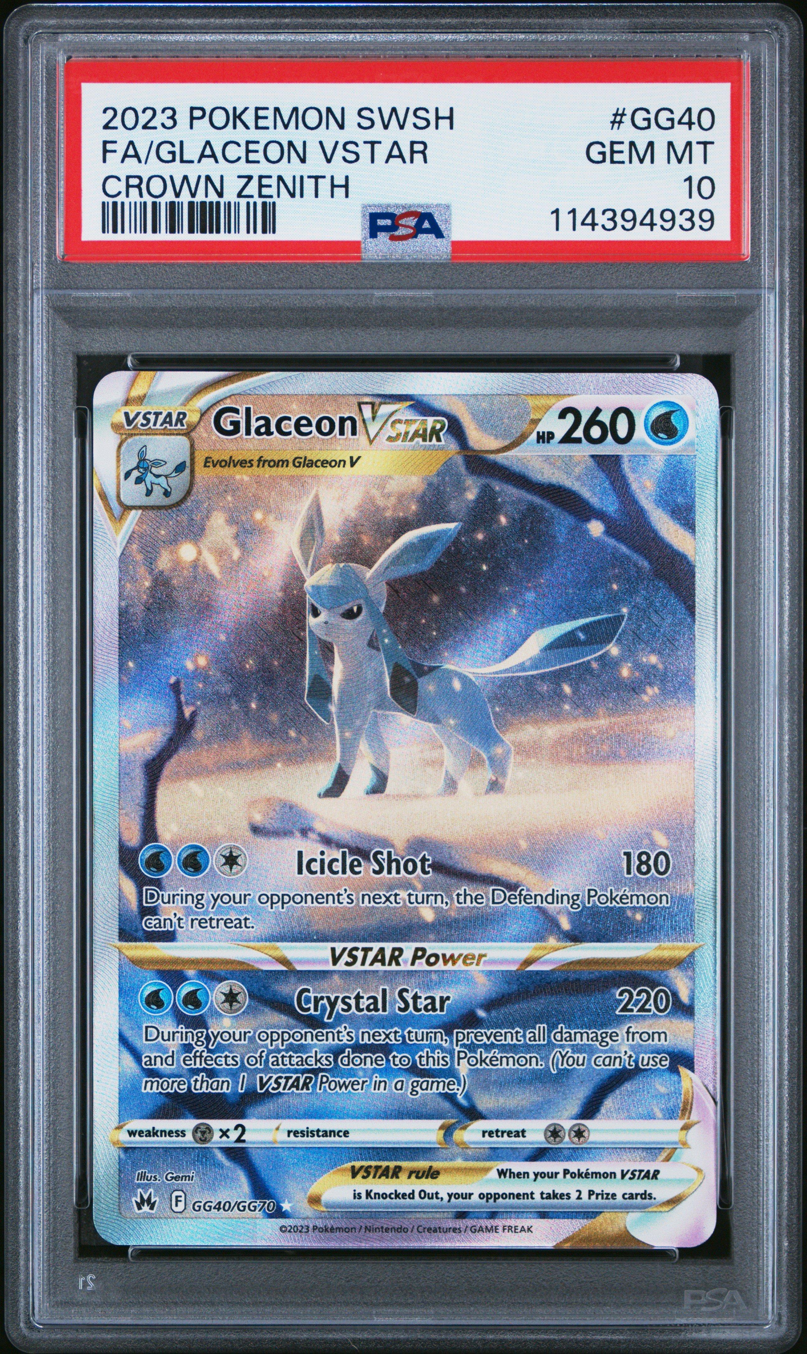 2023 Pokemon Sword And Shield Crown Zenith Gg40 Full Art/glaceon