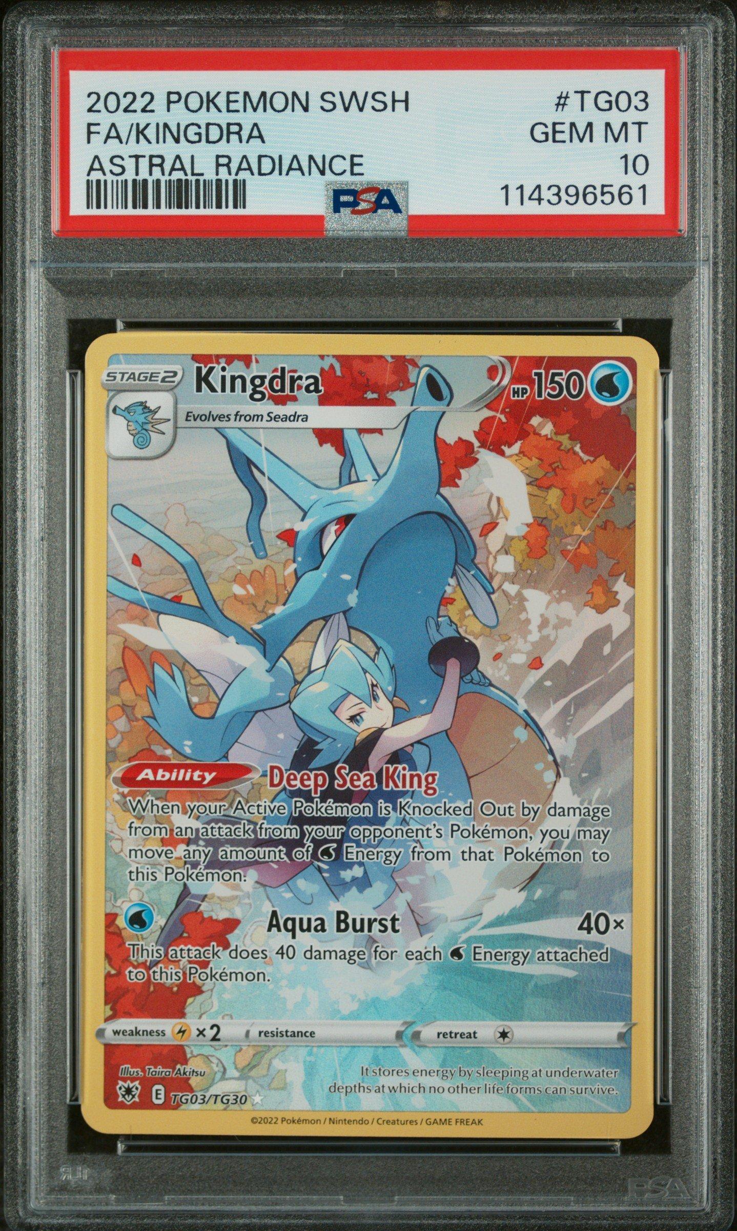 2022 Pokemon Sword & Shield Astral Radiance Tg03 Full Art/kingdra PSA 10