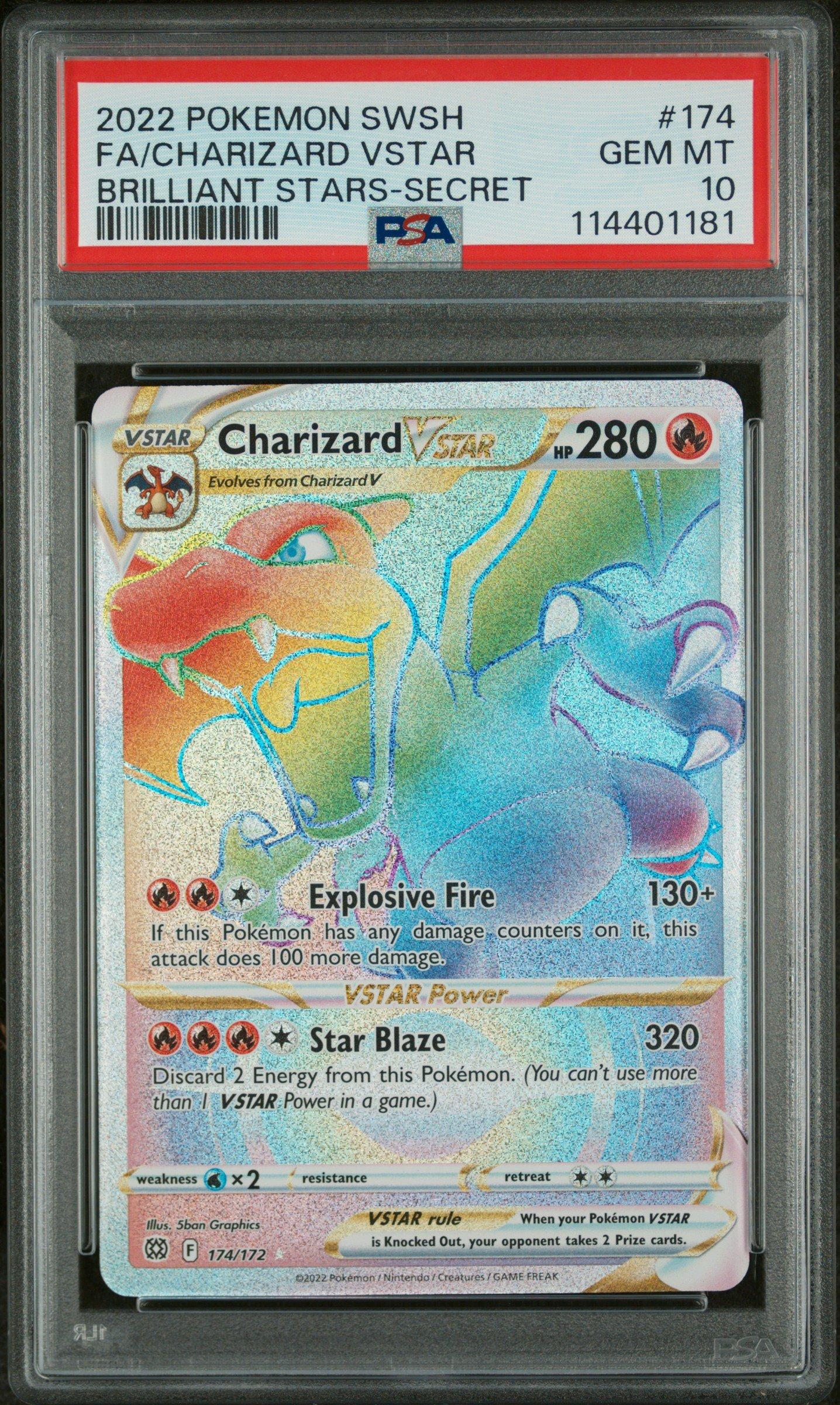 2022 Pokemon Sword & Shield Brilliant Stars 174 Full Art/charizard Vstar Secret PSA