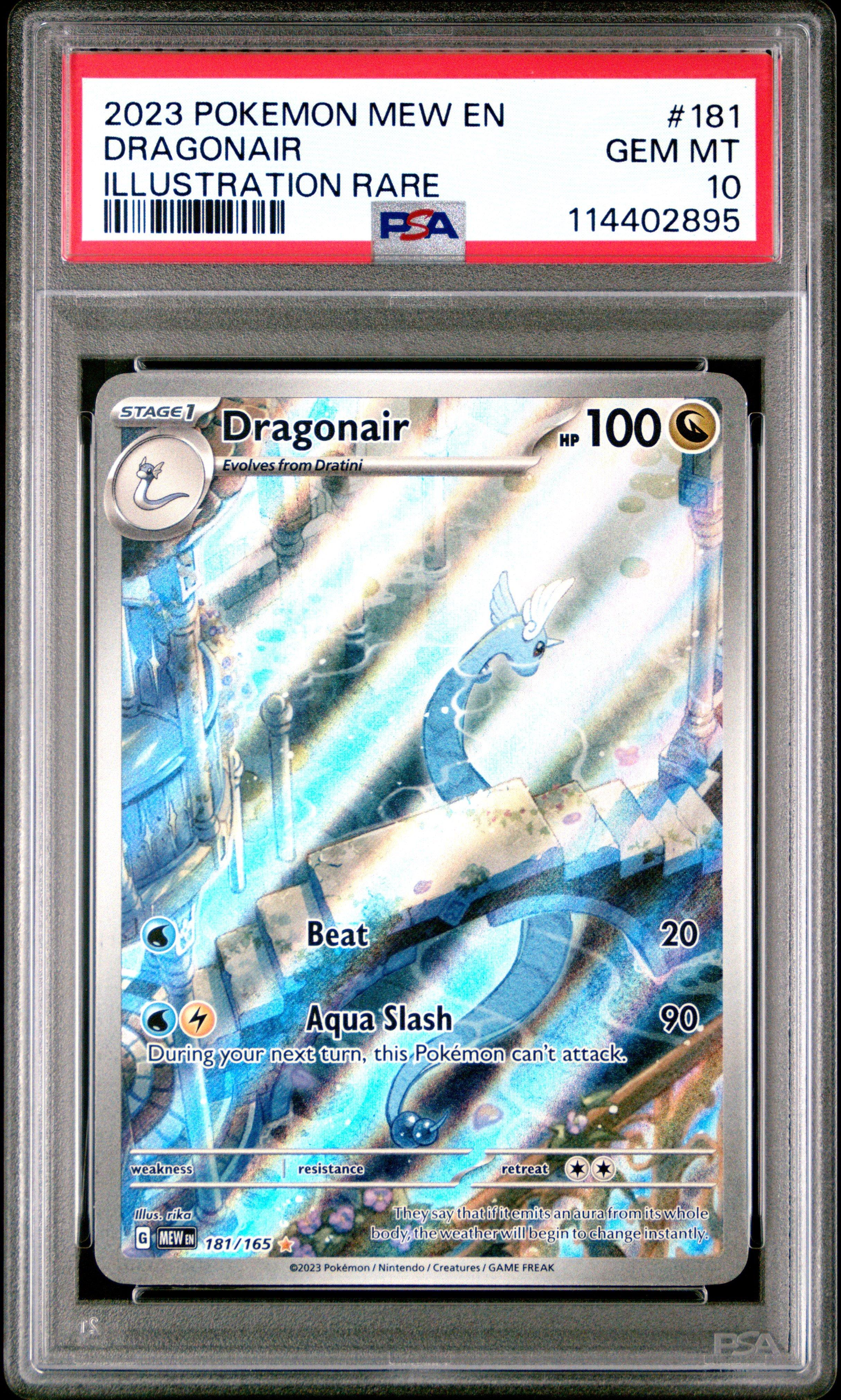 2023 Pokemon Mew En-151 181 Dragonair Illustration Rare PSA 10
