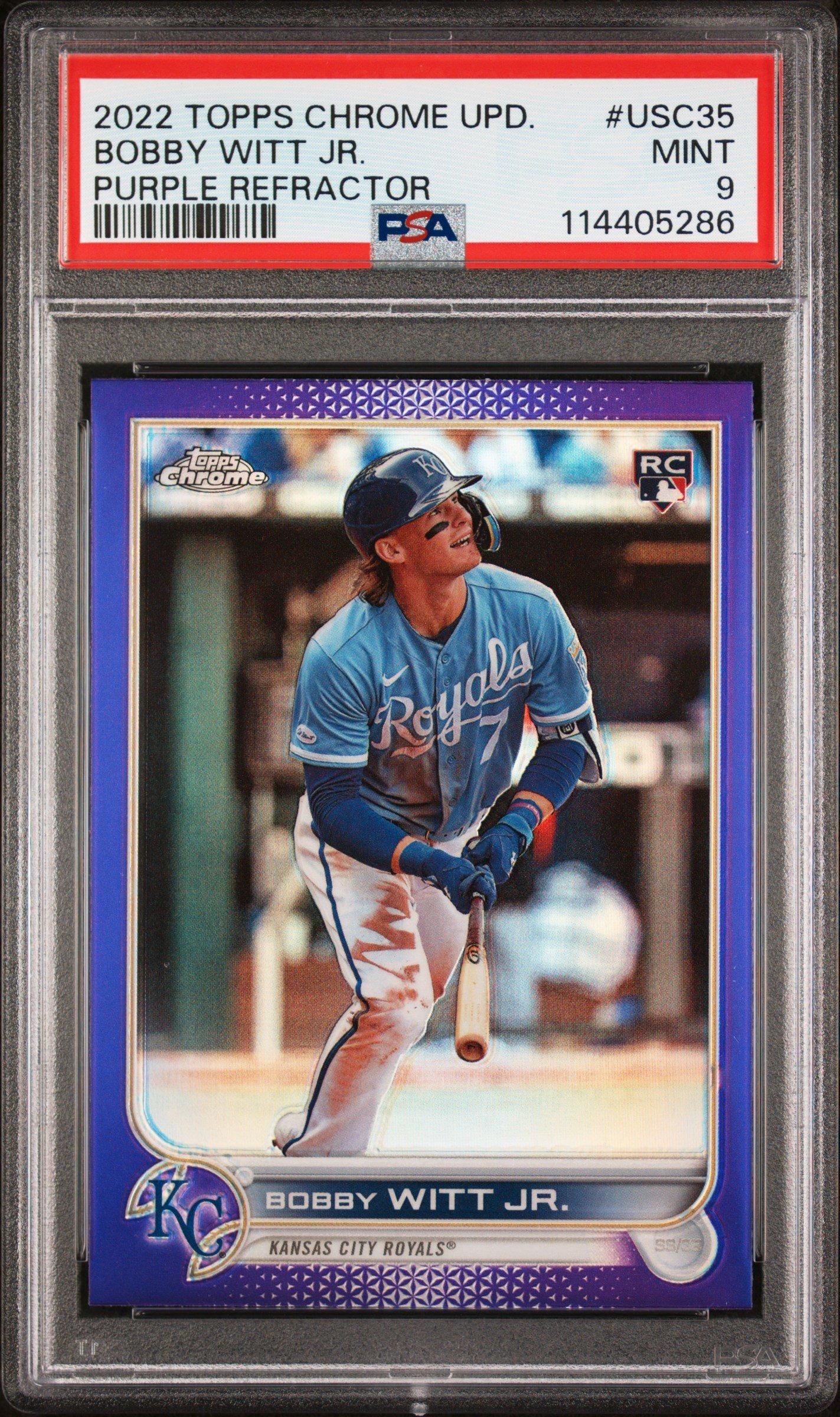 2022 Topps Chrome Update Usc35 Bobby Witt Jr. Purple Refractor PSA 