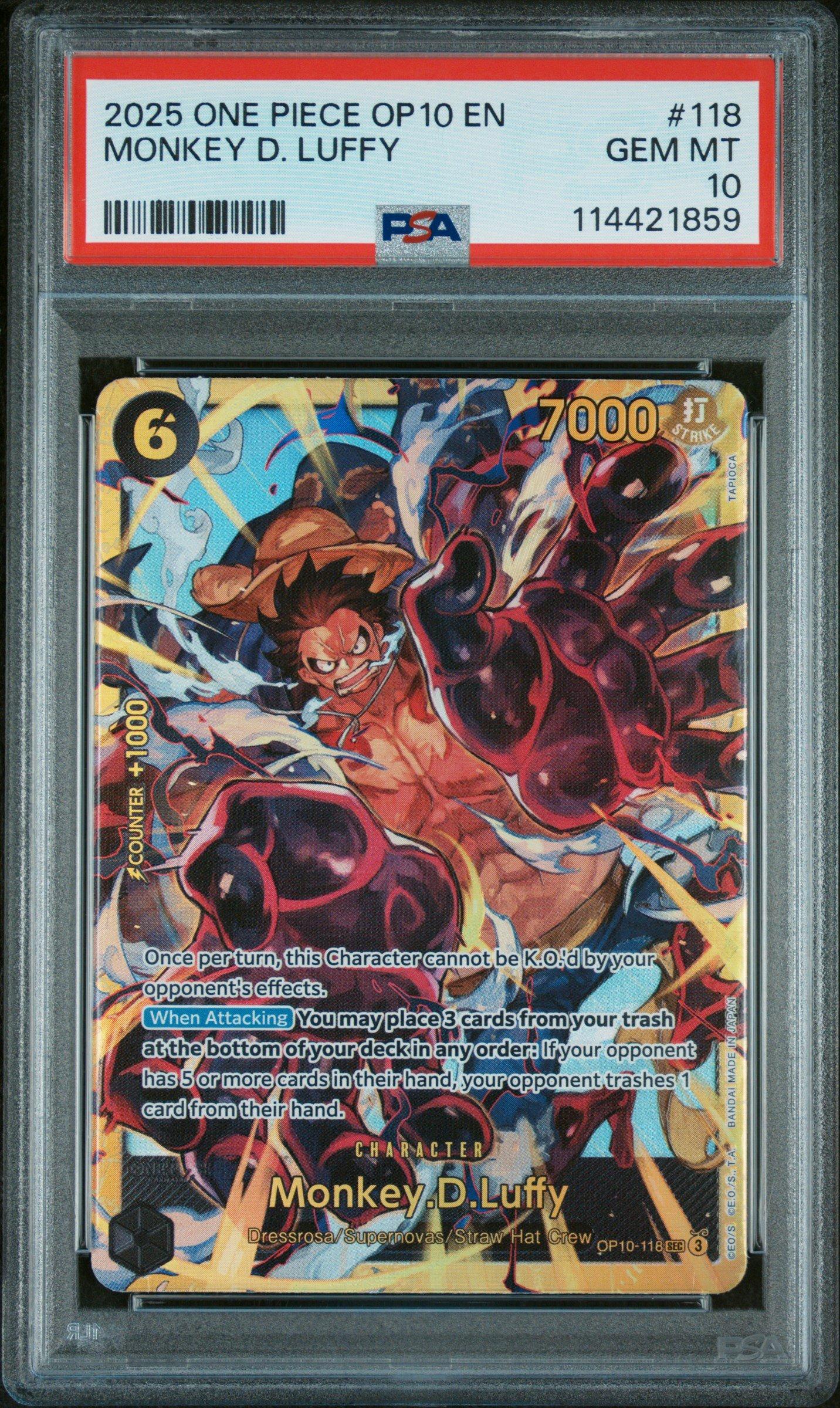 2025 One Piece Op10-royal Blood 118 Monkey D. Luffy PSA 10