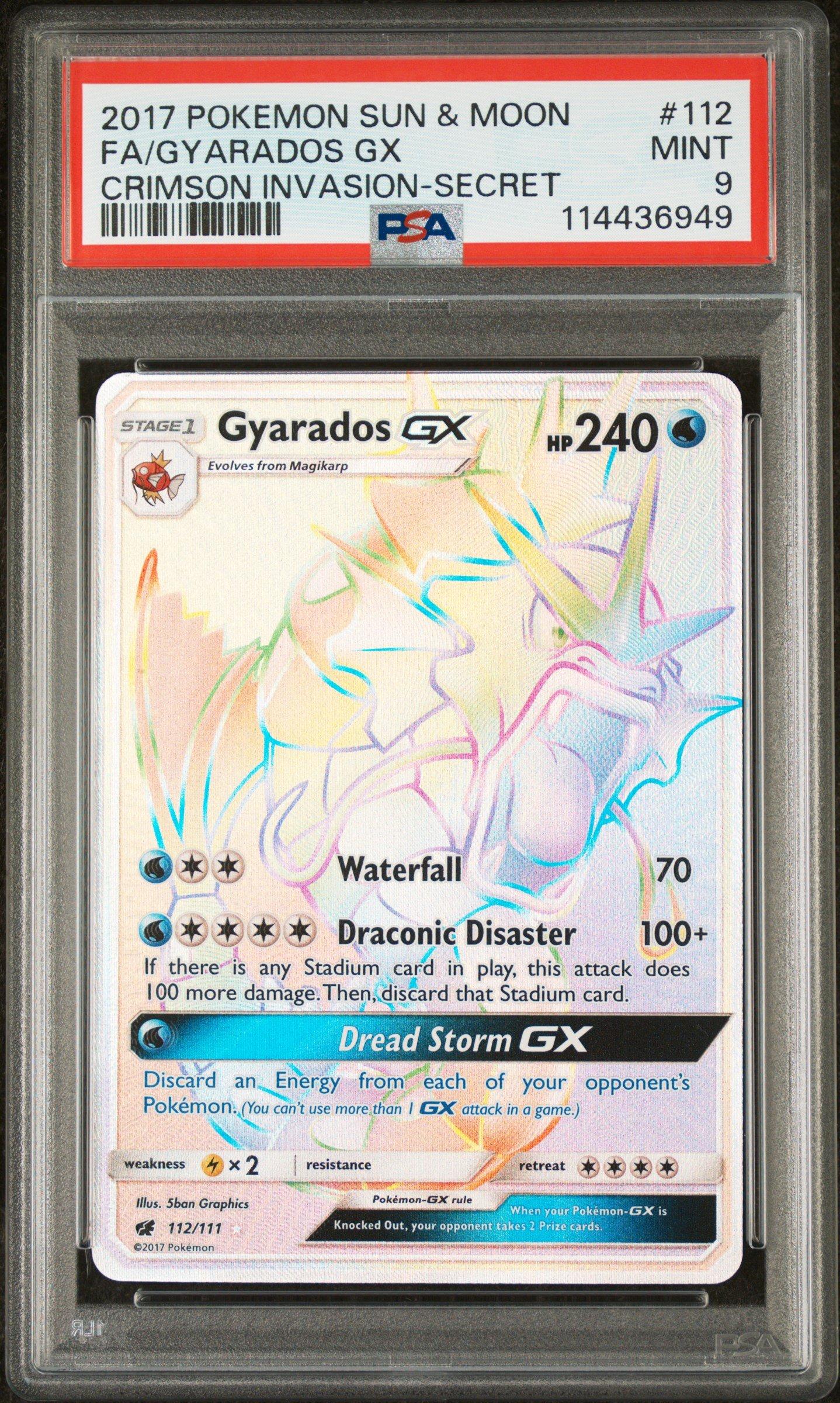 2017 Pokemon Sun & Moon Crimson Invasion 112 Full Art/gyarados Gx Secret PSA