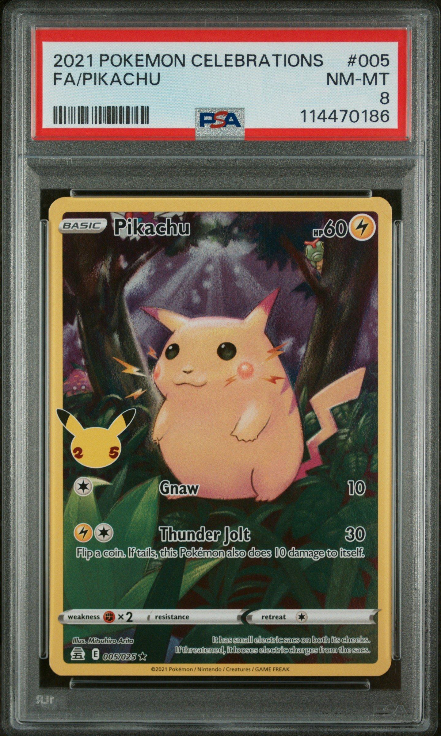 2021 ポケモンカード ピカチュウ #005 FA PSA8 英語版 2021 Pokemon Celebrations 005 Full Art/pikachu PSA 8 Graded Card