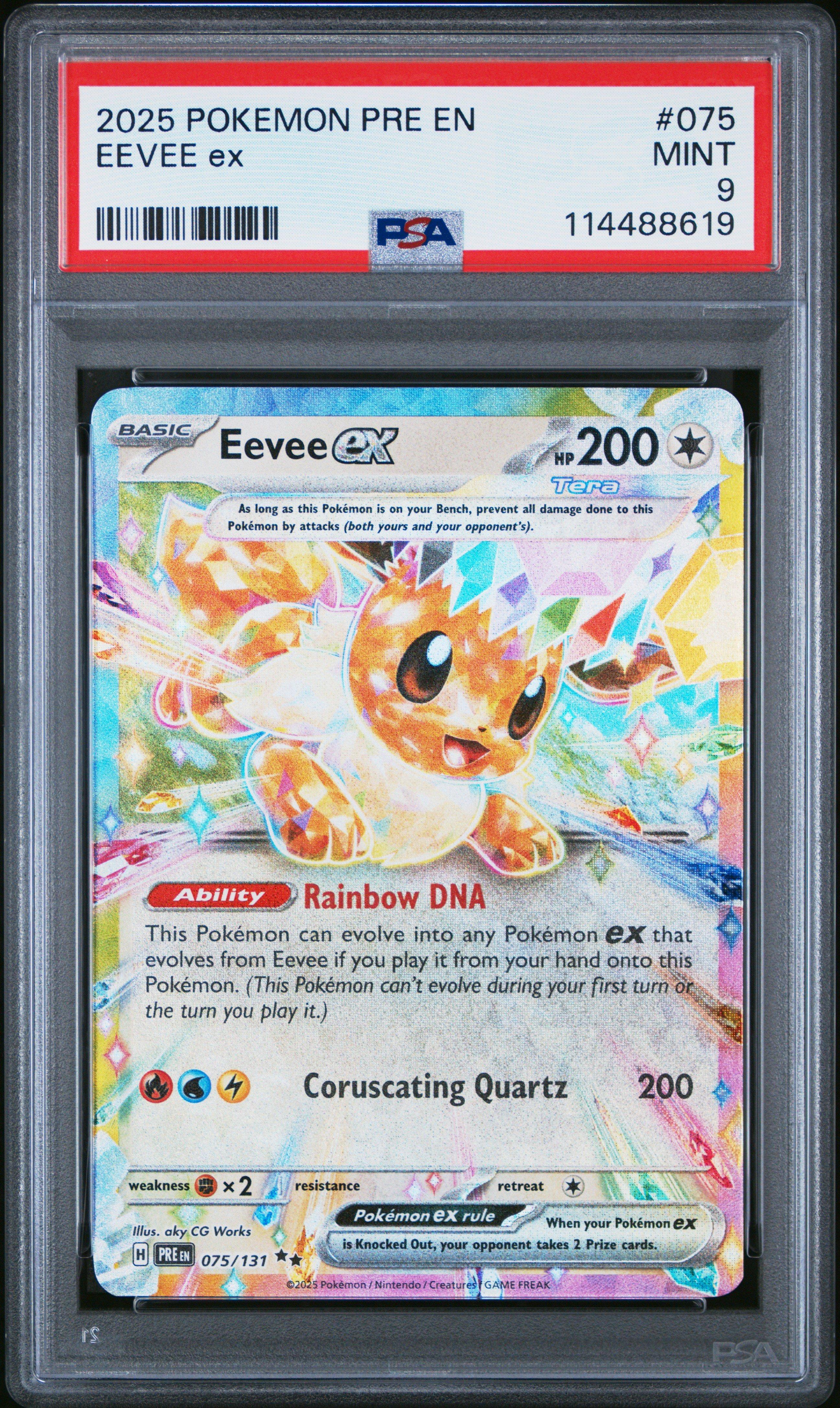 2025 Pokemon Pre En-prismatic Evolutions 075 Eevee Ex PSA 9 Graded Card |  GameStop