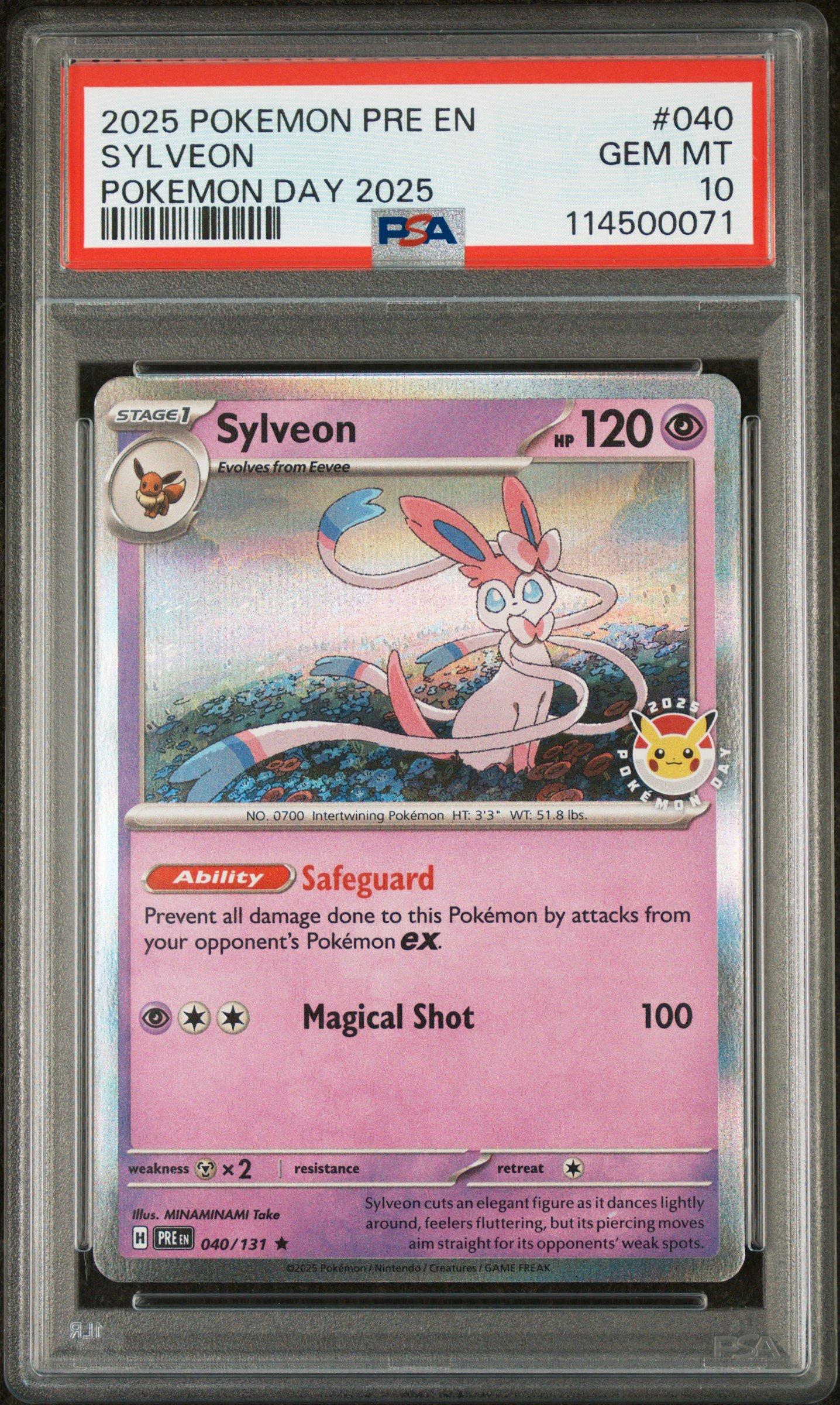 2025 Pokemon Pre En-prismatic Evolutions 040 Sylveon Pokemon Day 2025 PSA 10