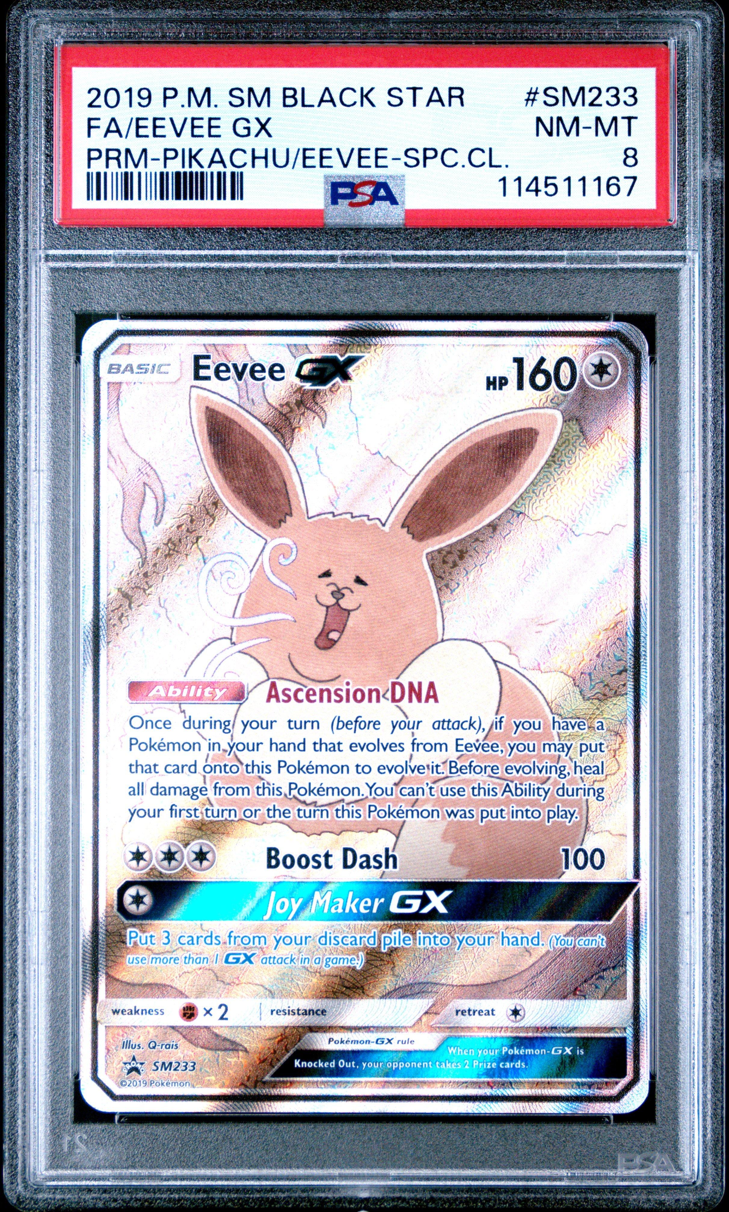 2019 Pokemon Sm Black Star Promo Sm233 Full Art/eevee Gx Pikachu-gx & Eevee-gx Special Collection PSA