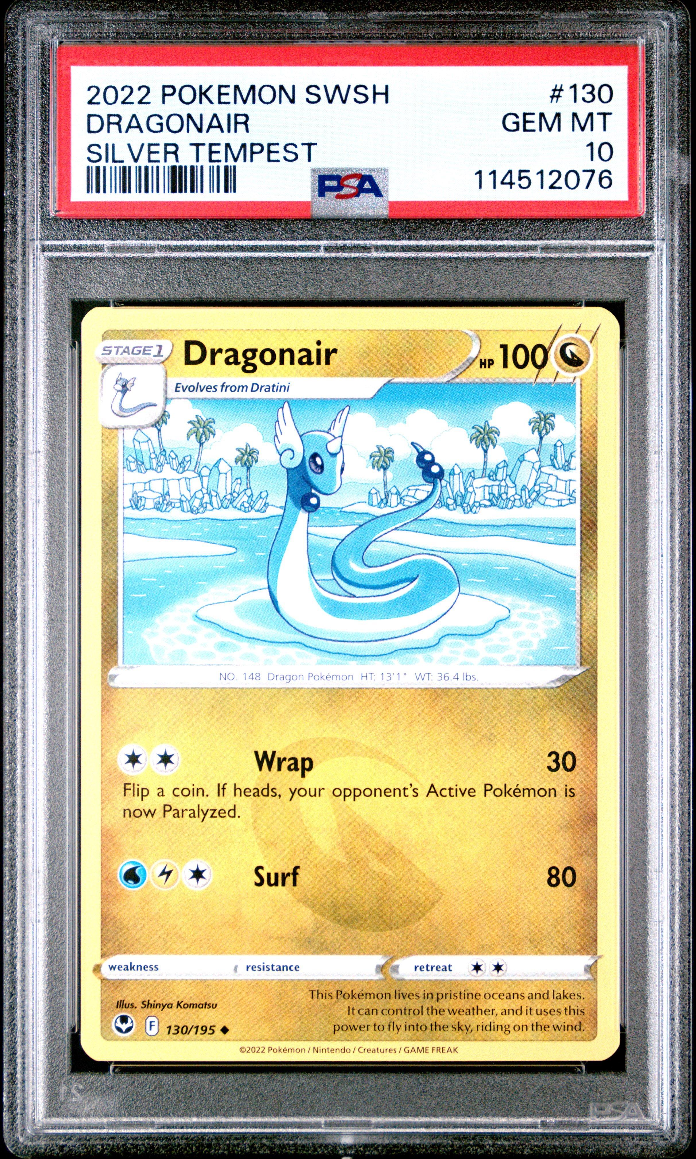 2022 Pokemon Sword & Shield Silver Tempest 130 Dragonair PSA 10