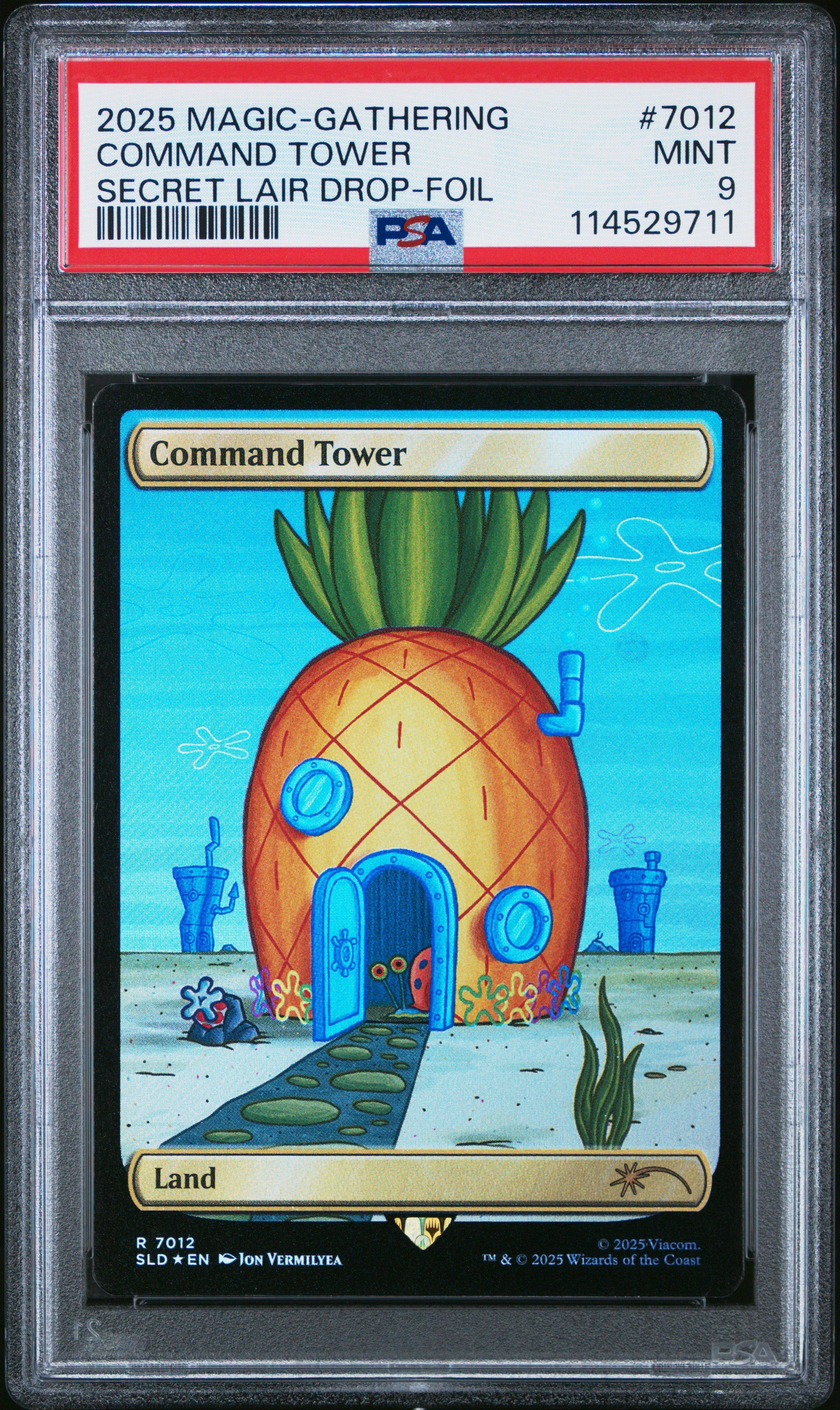 2025 Magic The Gathering Secret Lair Drop 7012 Command Tower Spongebob Squarepants-foil PSA 9