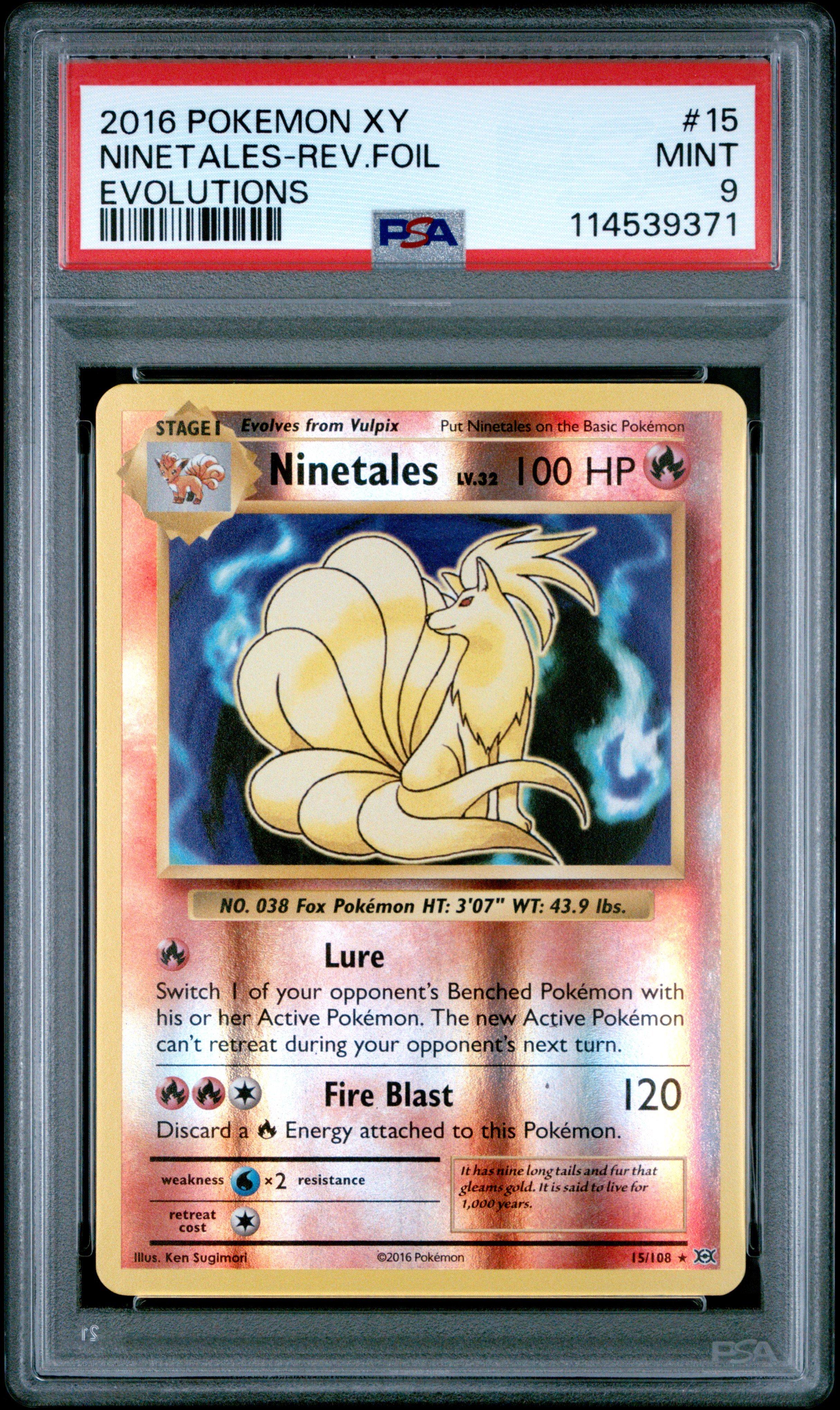 2016 Pokemon Xy Evolutions 15 Ninetales-reverse Foil PSA