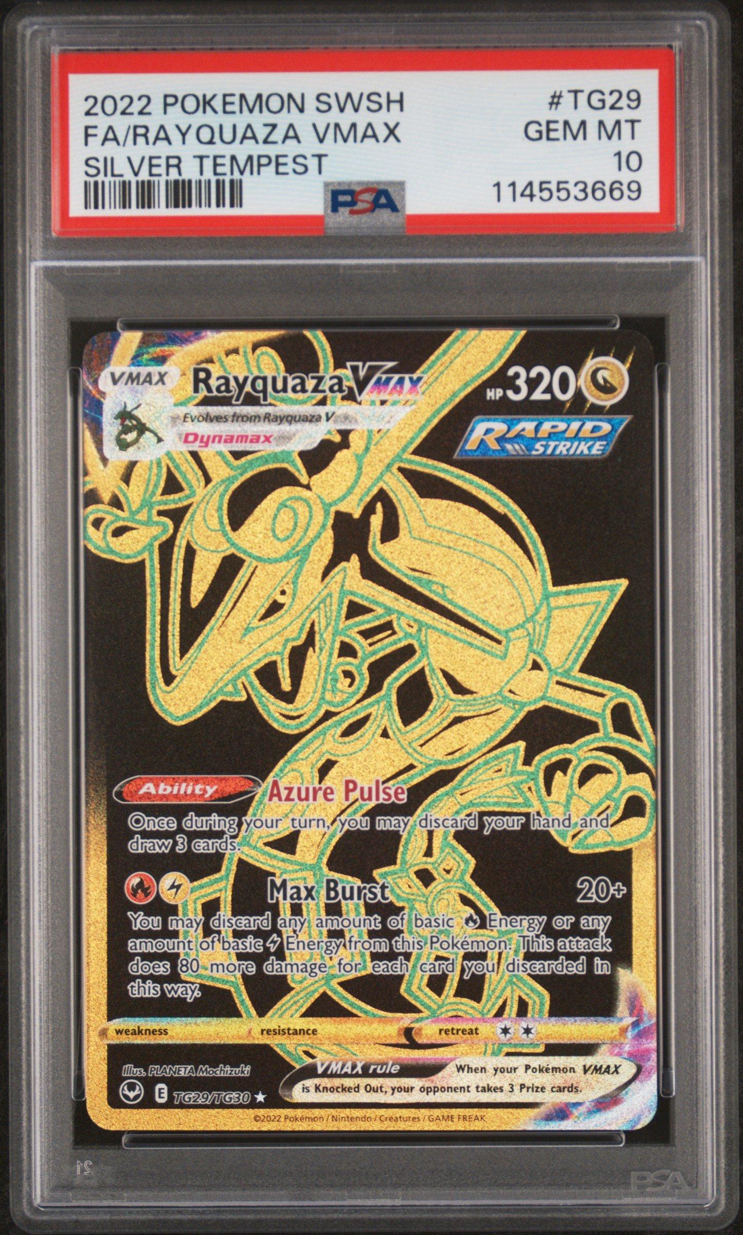 2022 Pokemon Sword & Shield Silver Tempest Tg29 Full Art/rayquaza Vmax PSA  10