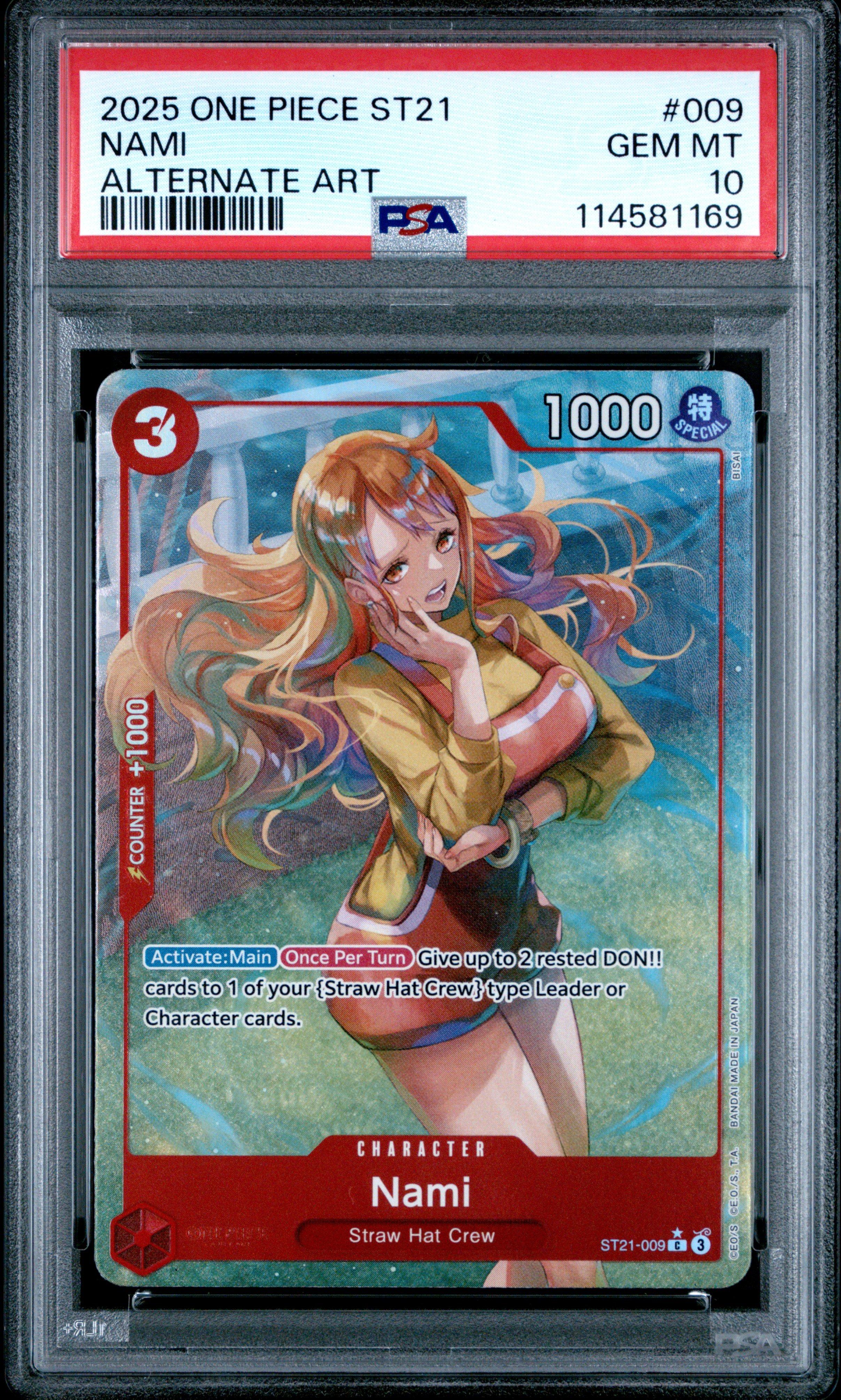 2025 One Piece Starter Deck St21-ex Gear 5 009 Nami Alternate Art PSA 10