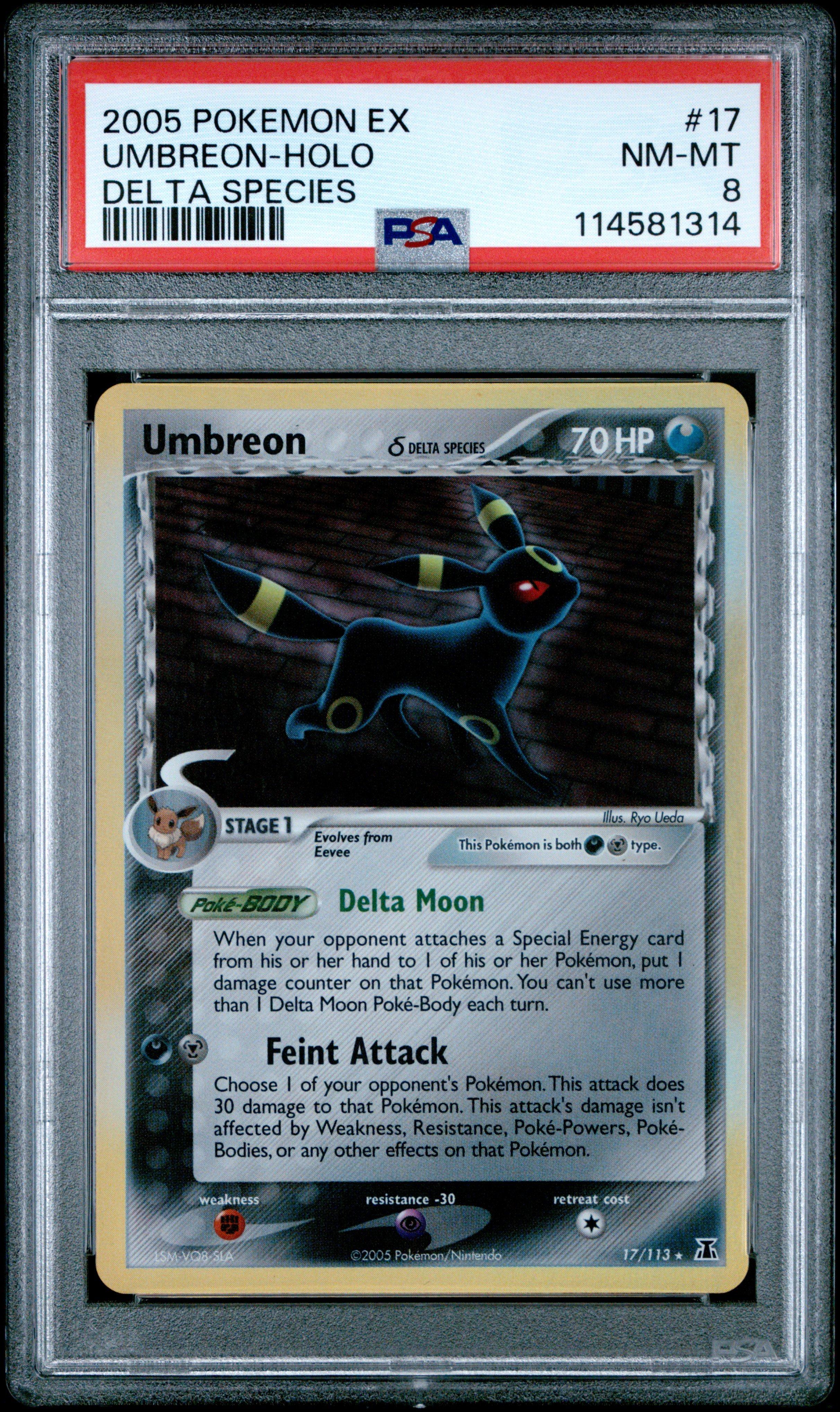 2005 Pokemon Ex Delta Species 17 Umbreon-holo PSA 8 Graded Card
