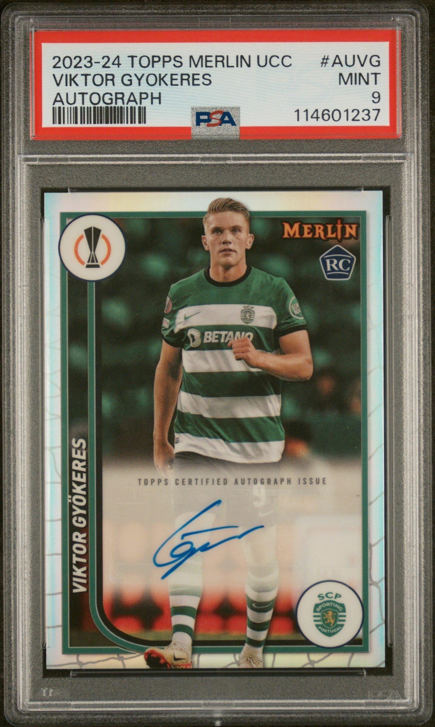 2023-24 Topps Merlin Uefa Club Competitions Autographs Auvg Viktor Gyokeres PSA 9