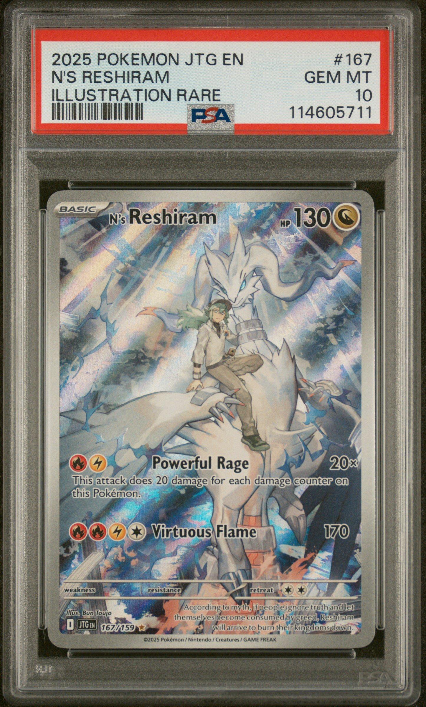 2025 Pokemon Jtg En-journey Together 167 N's Reshiram Illustration