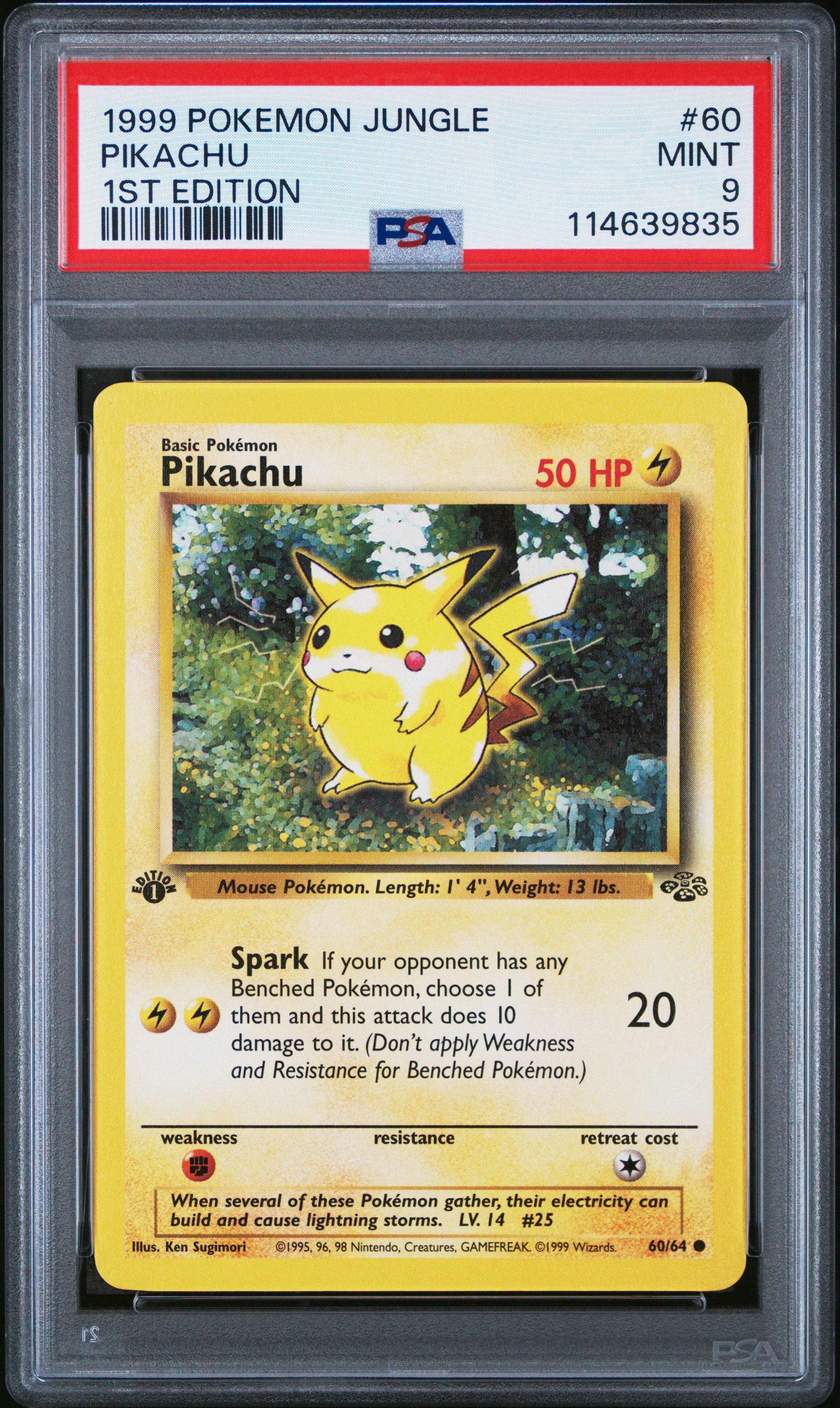 1999 Pokemon Jungle 60 Pikachu 1st Edition PSA 9 Graded Card