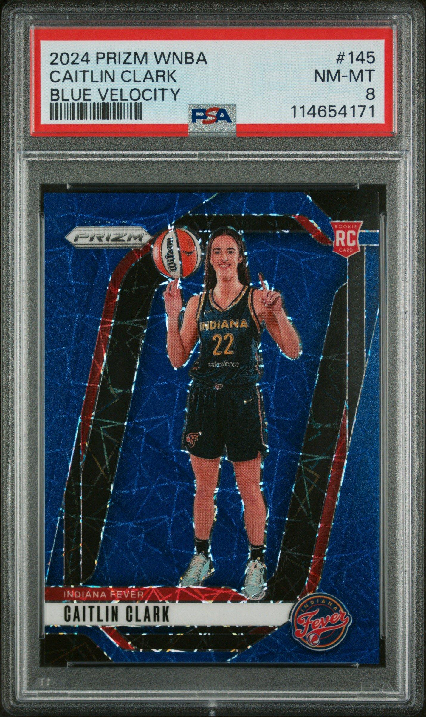 2024 Panini Prizm Wnba 145 Caitlin Clark Blue Velocity PSA 8 