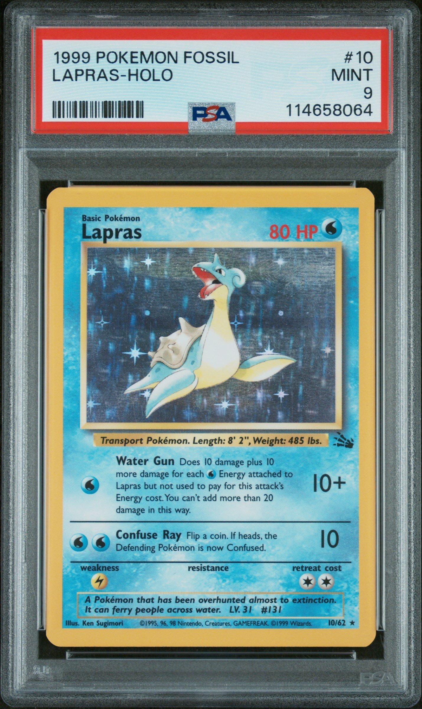 1999 Pokemon Fossil 10 Lapras-holo PSA