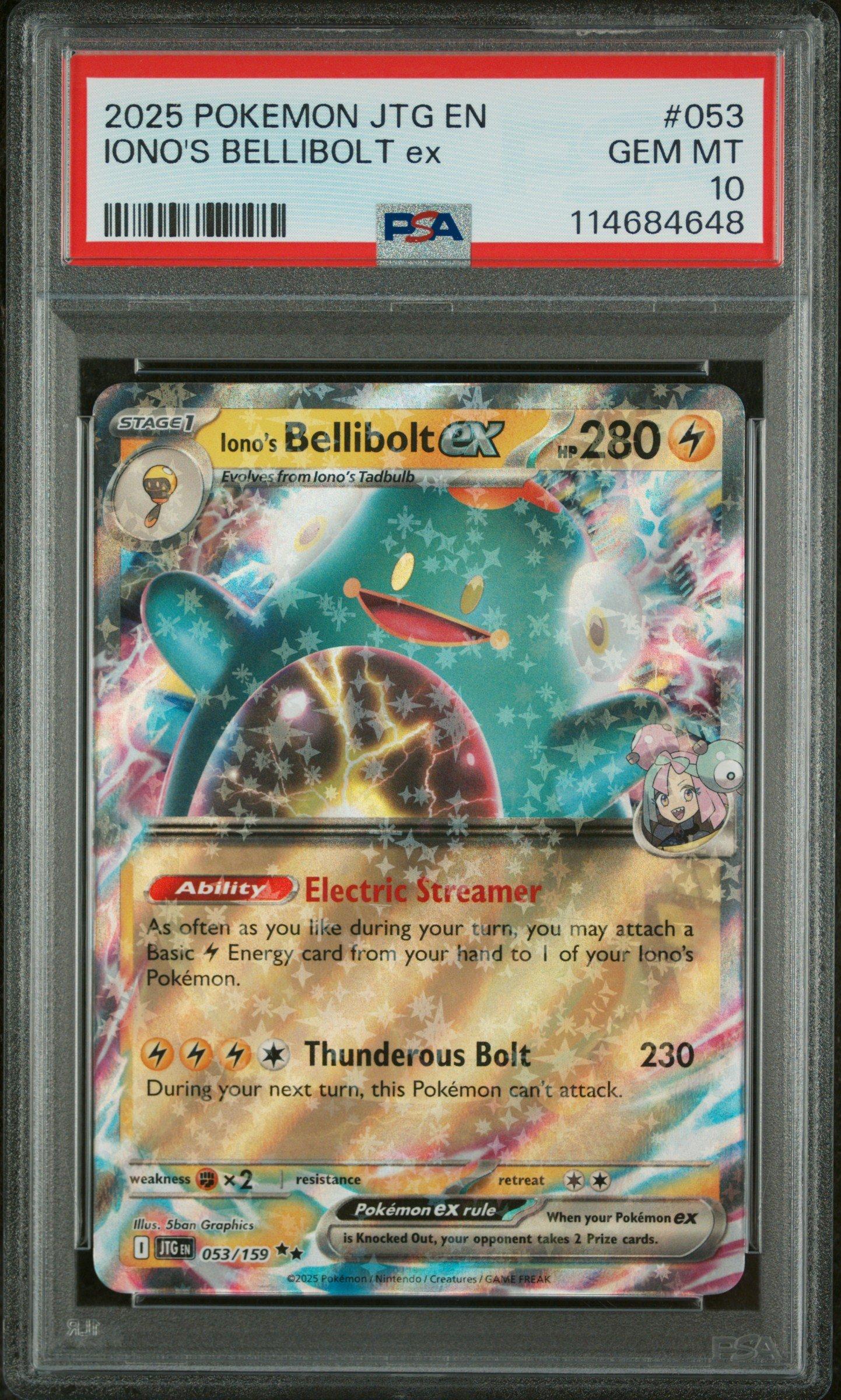 2025 Pokemon Jtg En-journey Together 053 Iono's Bellibolt Ex PSA 10