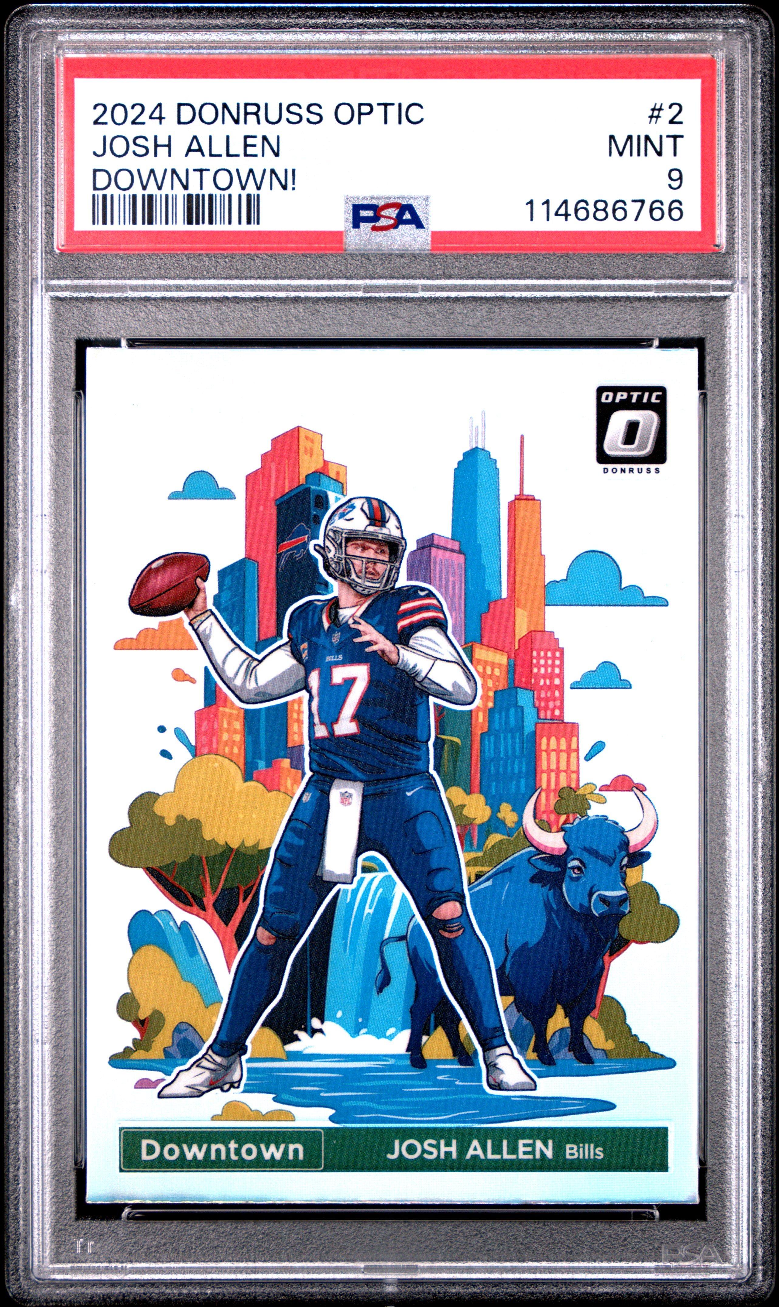 2024 Panini Donruss Optic Downtown! 2 Josh Allen PSA 9 Graded Card