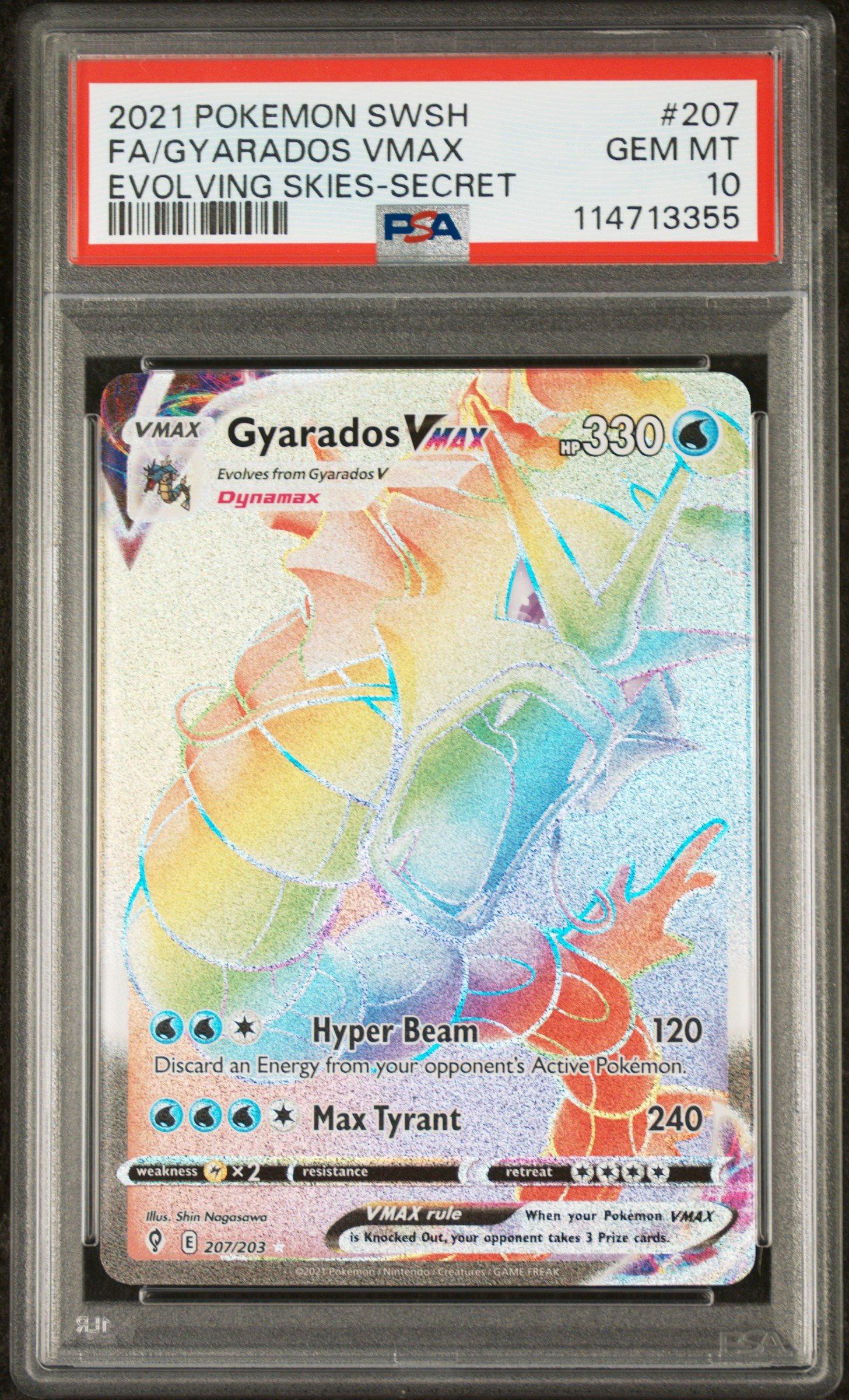 2021 Pokemon Sword & Shield Evolving Skies 207 Full Art/gyarados Vmax Secret PSA