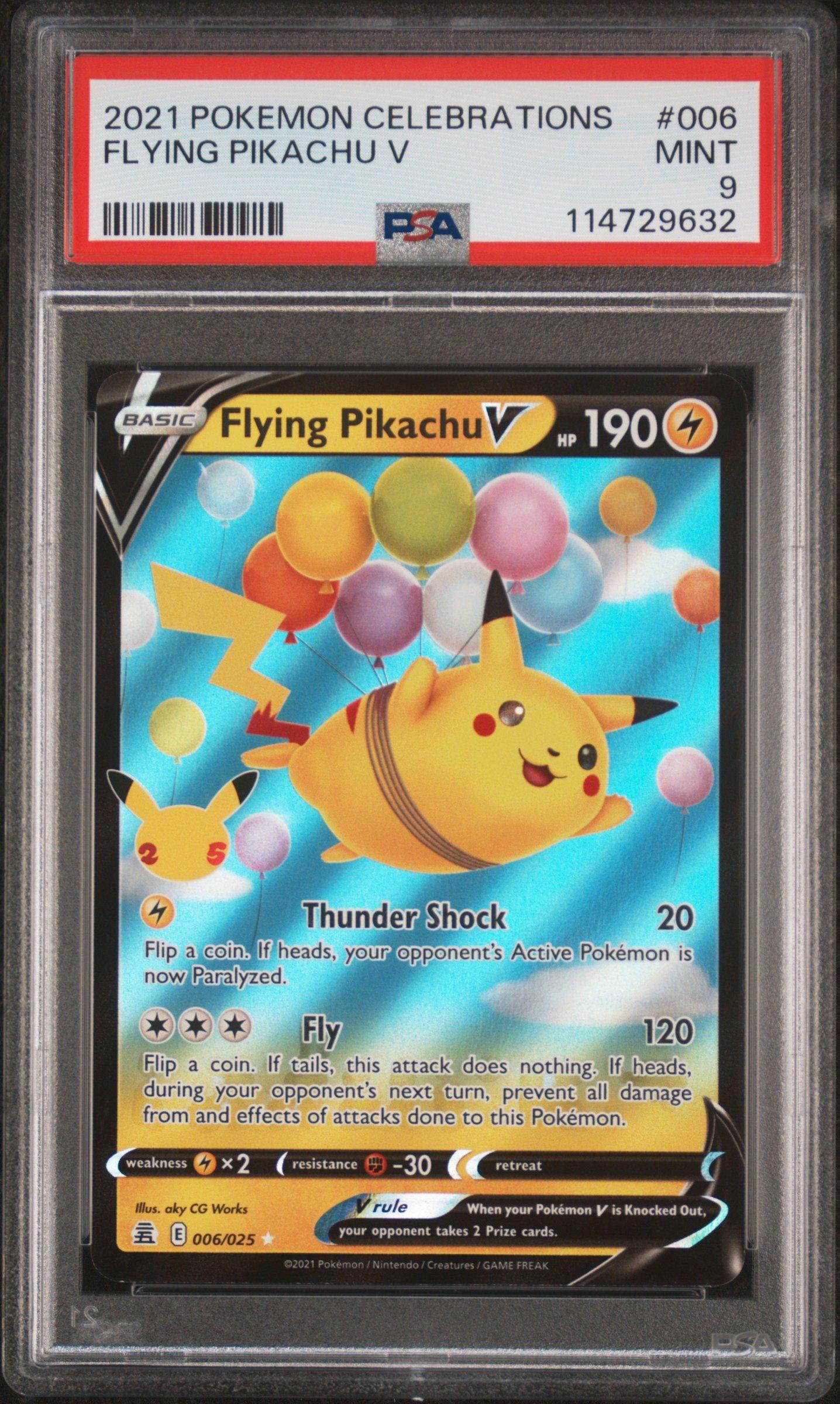 2021 Pokemon Celebrations 006 Flying Pikachu V PSA 9 Graded Card