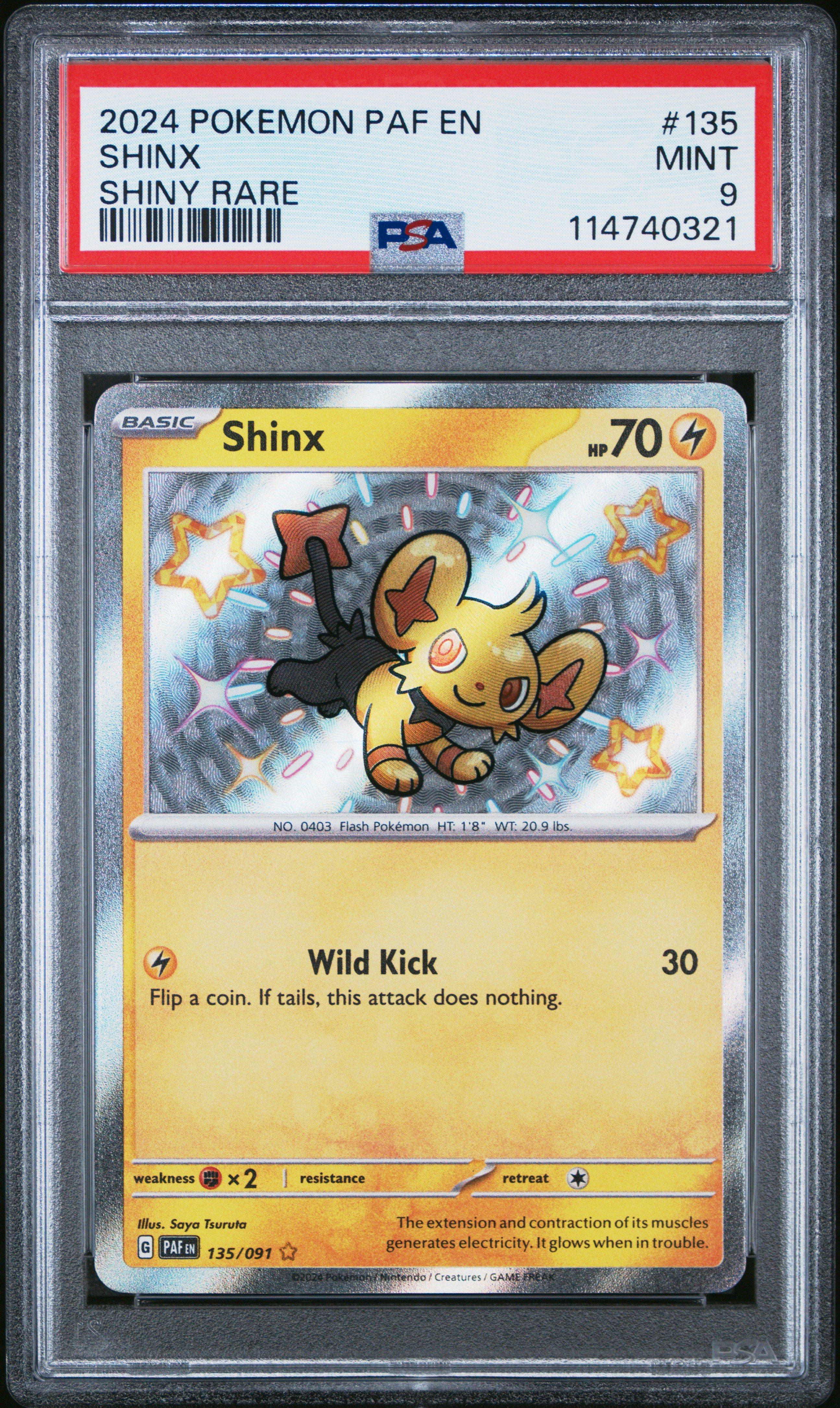 しんになります！！！ 2024 Pokemon Paf En-paldean Fates 135 Shinx Shiny Rare PSA 9
