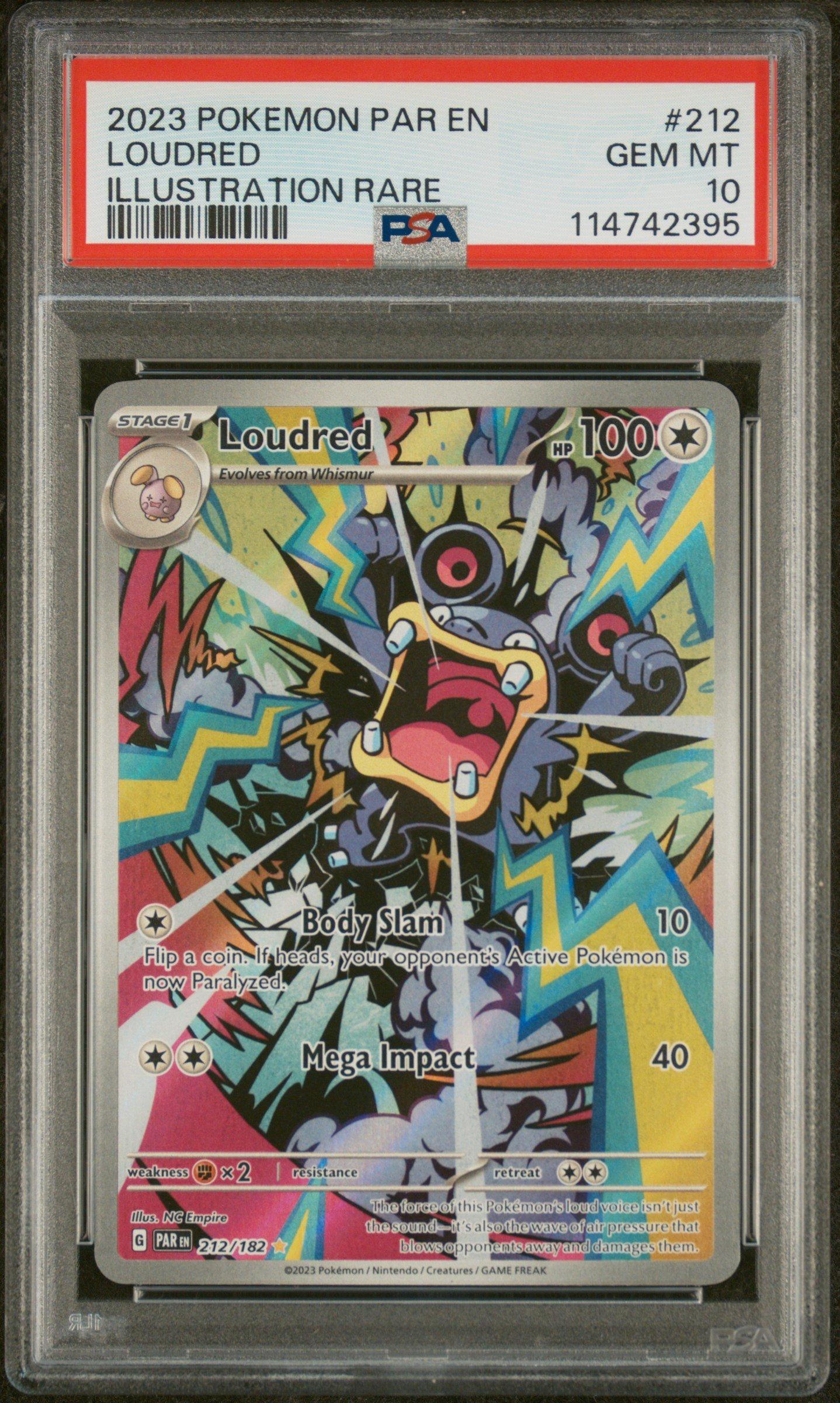 2023 Pokemon Par En-paradox Rift 212 Loudred Illustration Rare PSA