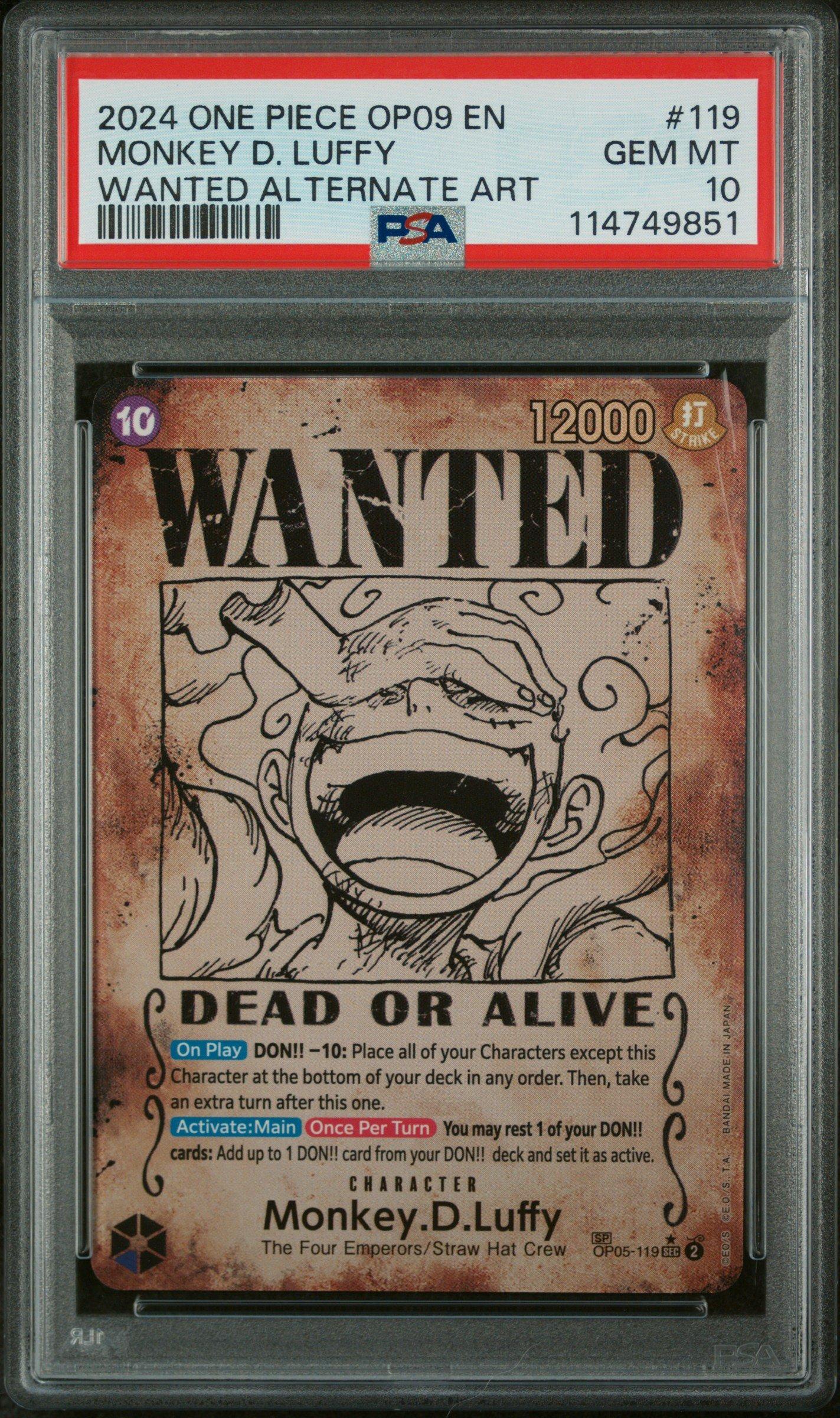 2024 ONE PIECE モンキー・D・ルフィ WANTED PSA10 2024 One Piece Op09-emperors In The New World 119 Monkey D