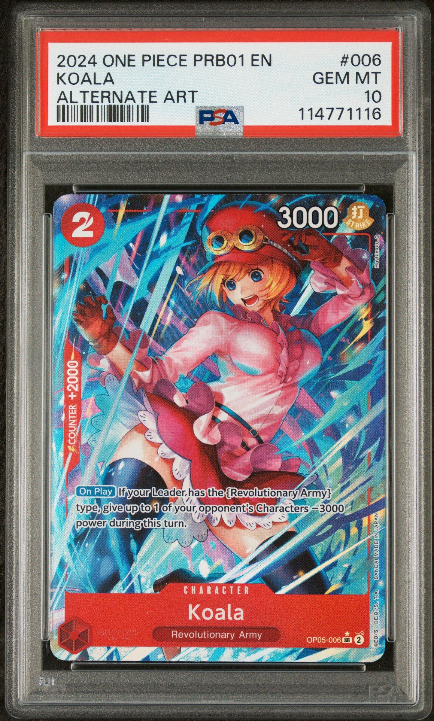 2024 One Piece Prb01-premium Booster -one Piece Card The Best- 006 Koala Alternate Art PSA 10