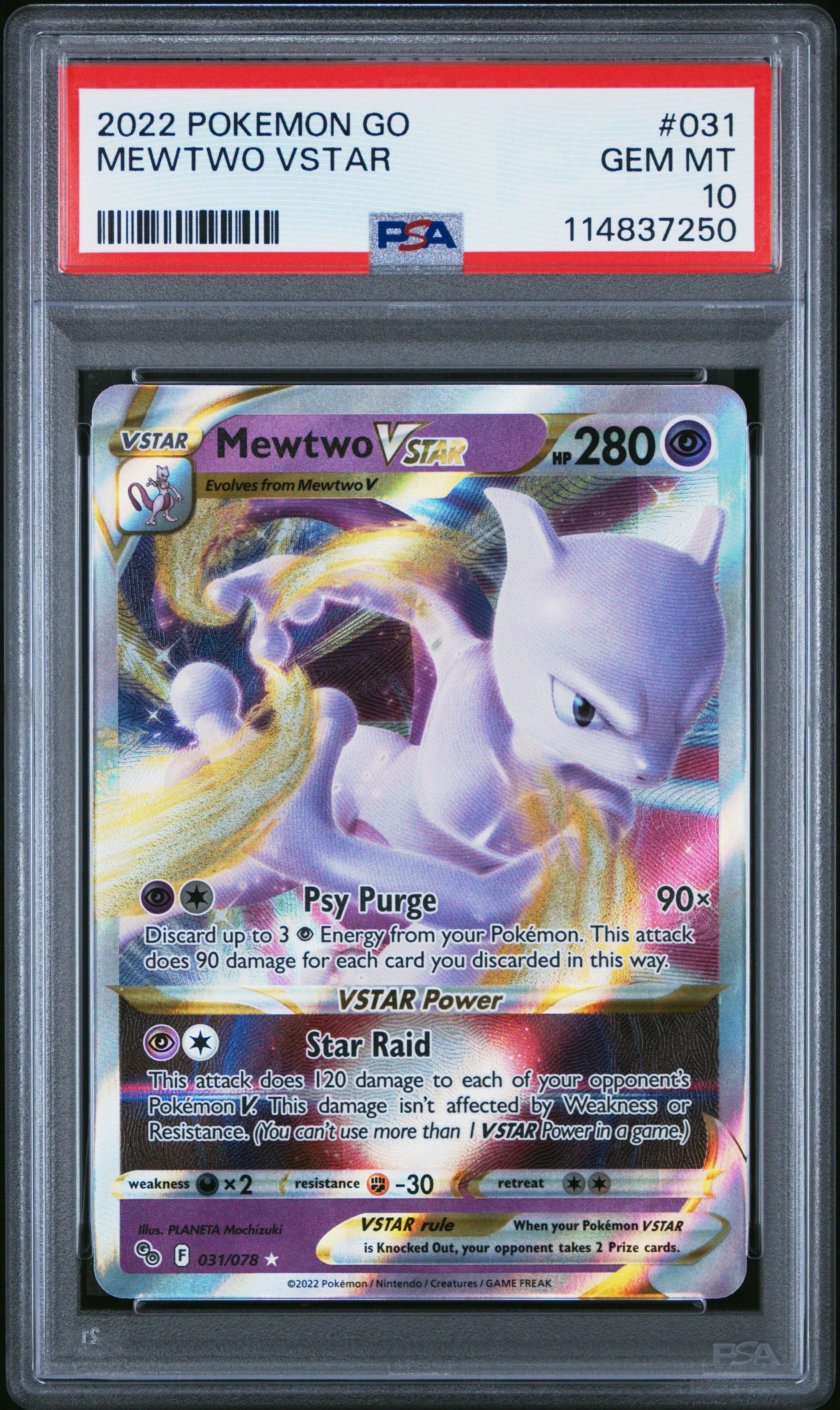 2022 Pokemon Go 031 Mewtwo Vstar PSA 10 Graded Card | GameStop