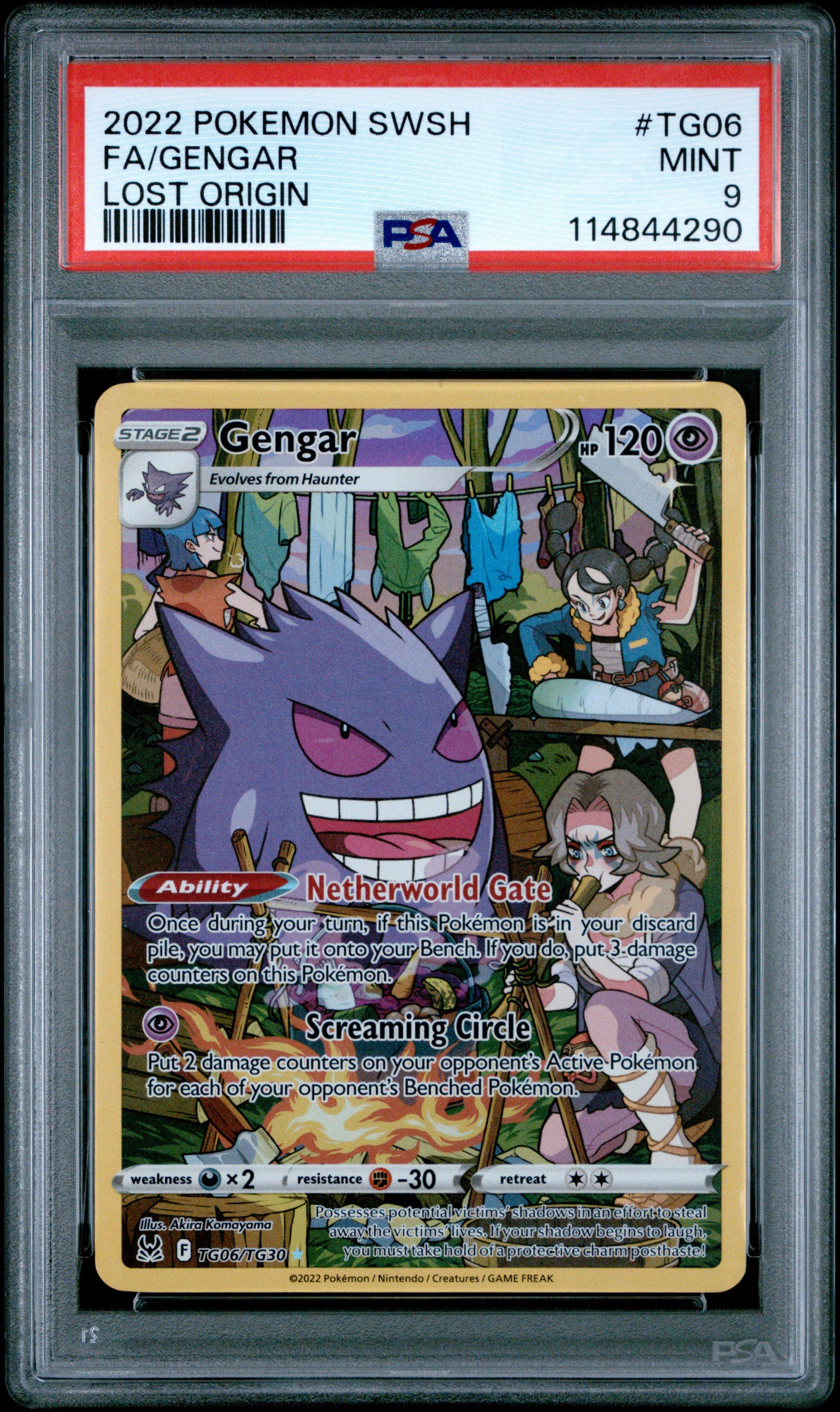 2022 Pokemon Sword & Shield Lost Origin Tg06 Full Art/gengar PSA 9