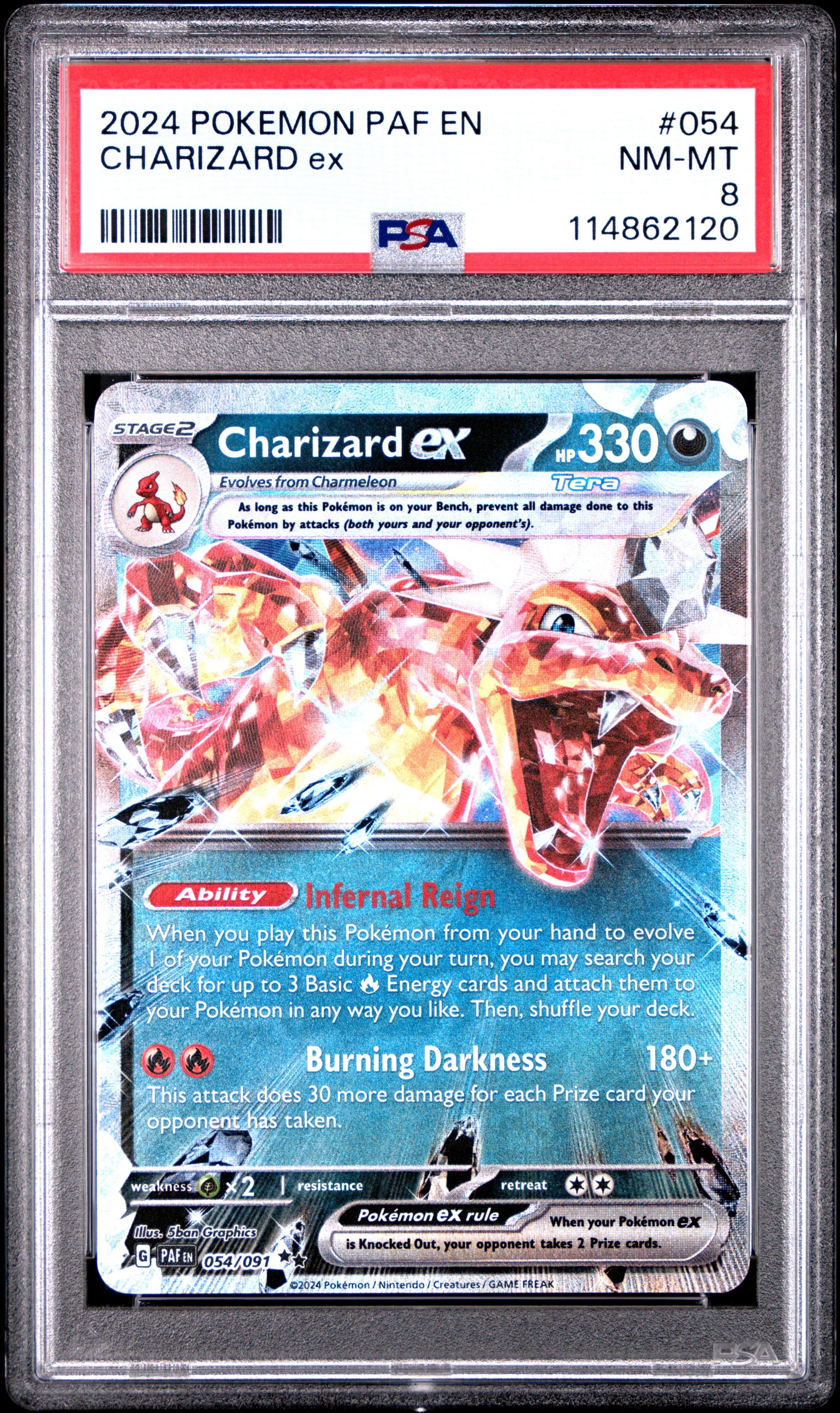2024 Pokemon Paf En-paldean Fates 054 Charizard Ex PSA 8 Graded