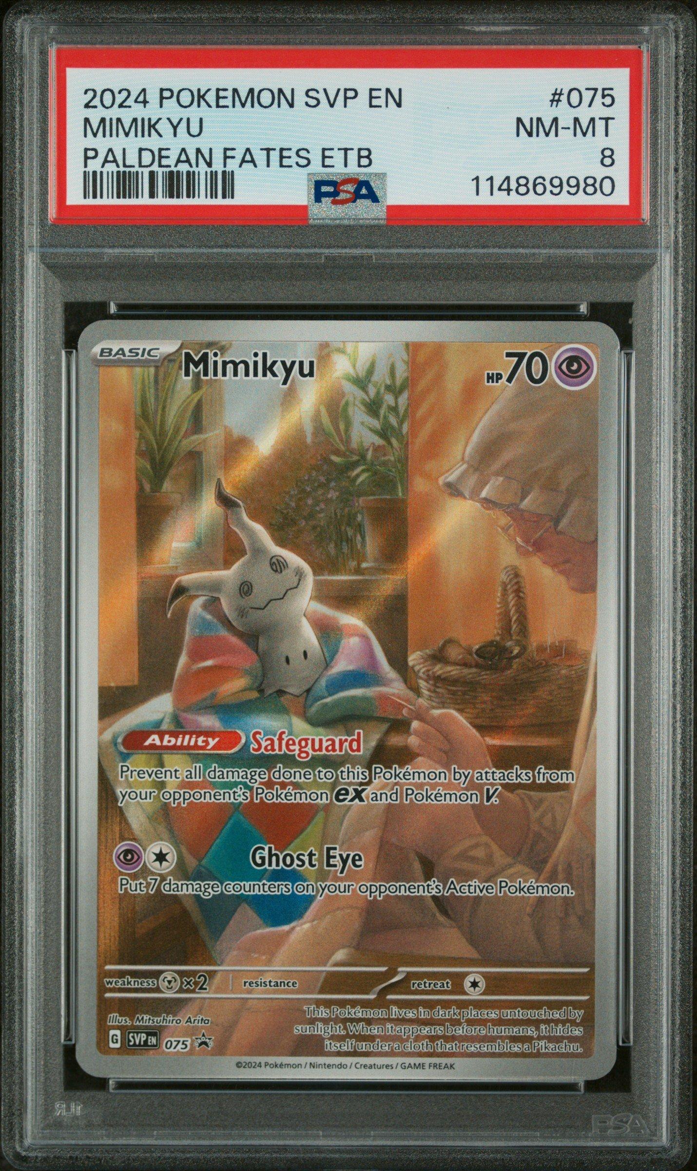 2024 Pokemon Svp En-sv Black Star Promo 075 Mimikyu Paldean Fates Elite  Trainer Box PSA 8