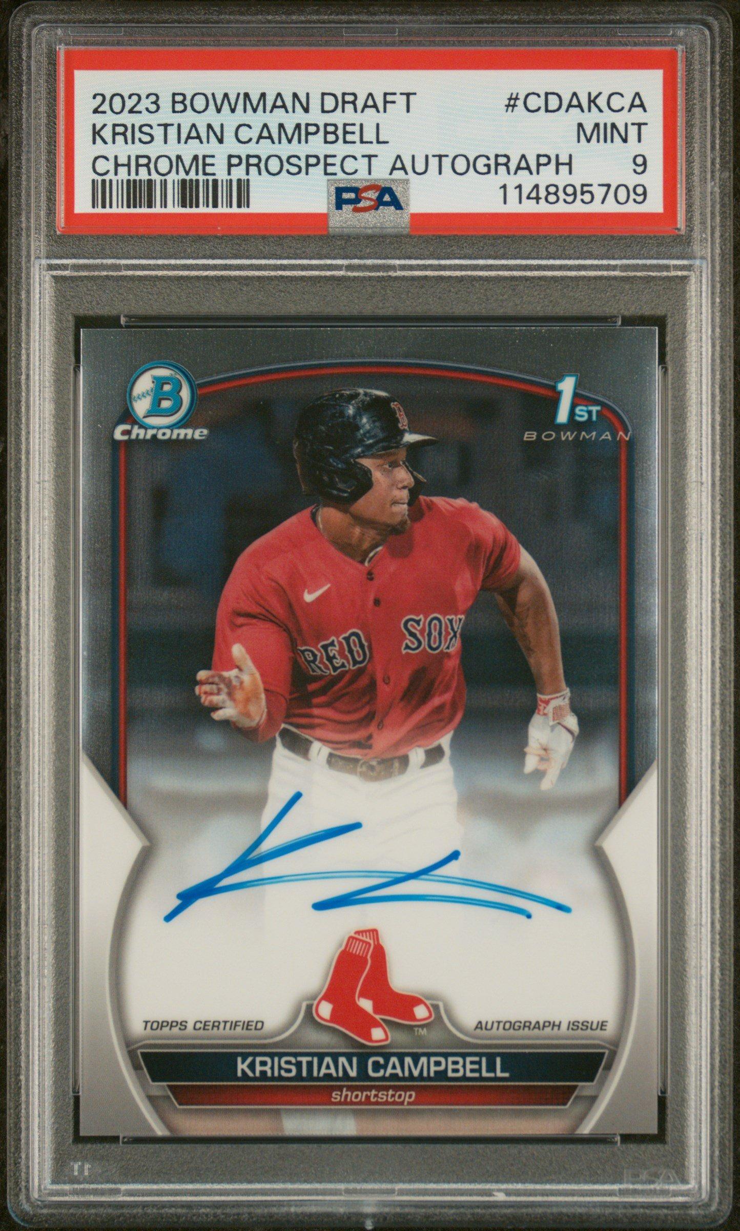 2023 Bowman Draft Chrome Prospect Autograph Cdakca Kristian Campbell PSA 9