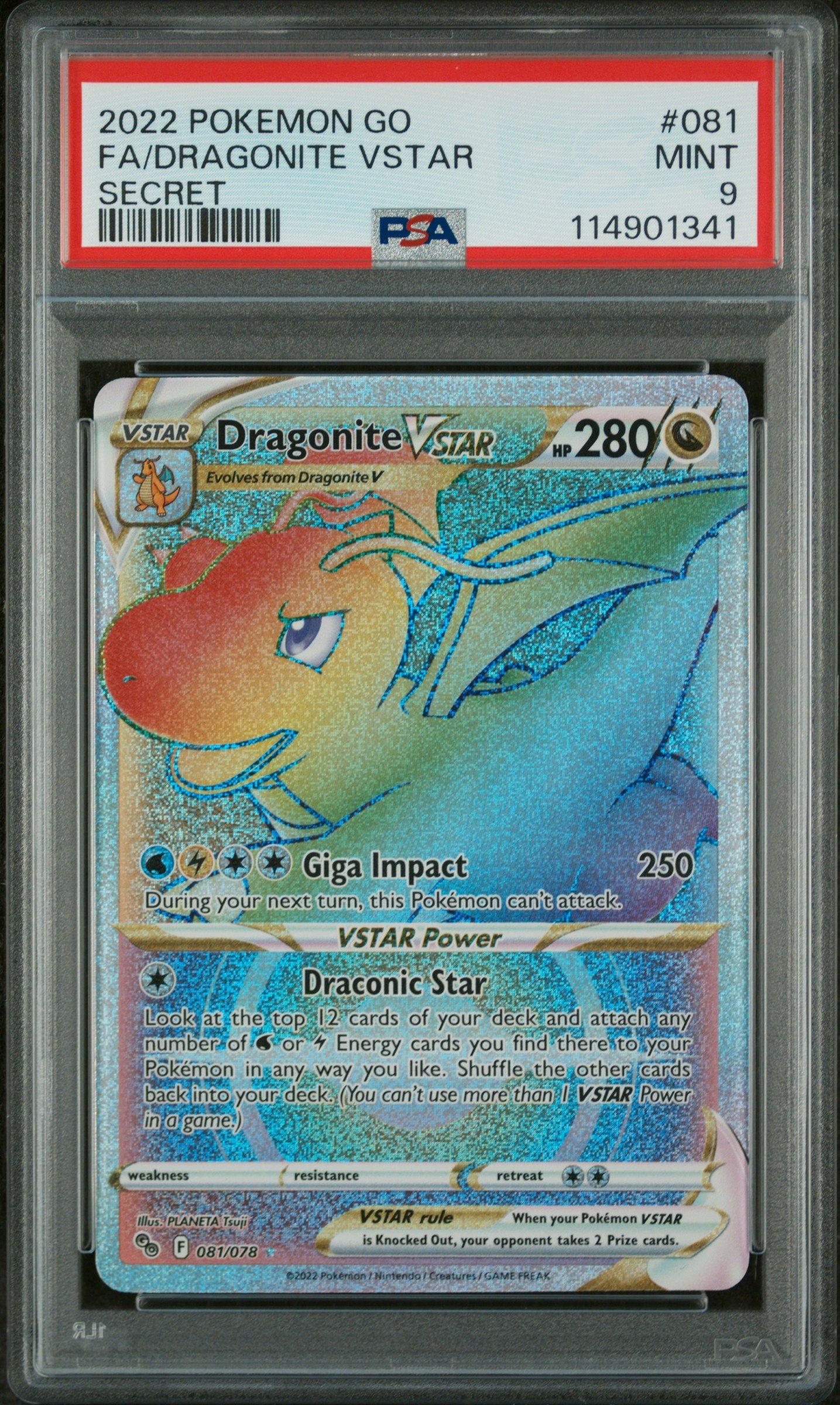 2022 Pokemon Go 081 Full Art/dragonite Vstar Secret PSA 9 Graded